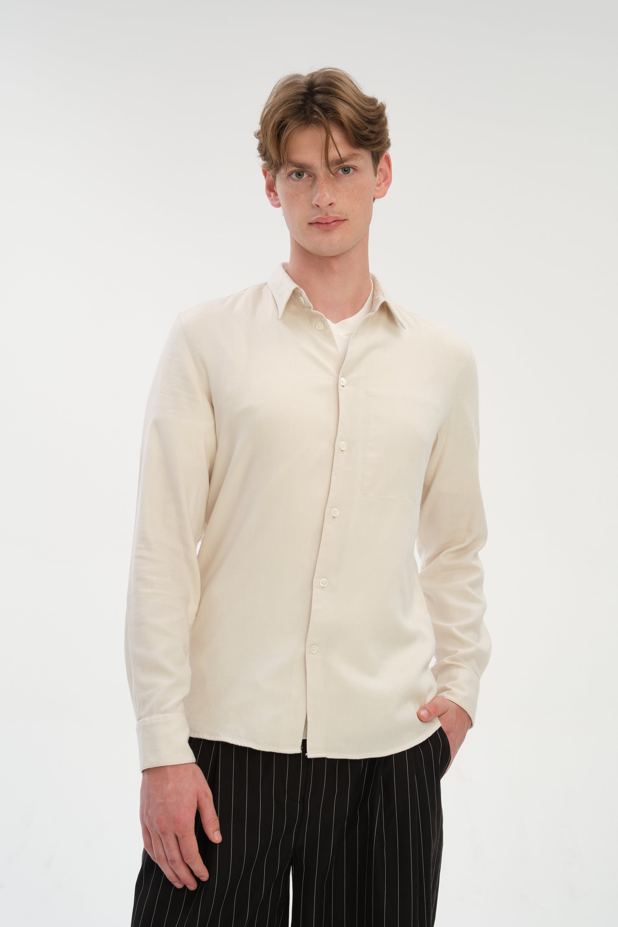 Feel Good Shirt in Creamy Silky Italian Lyocell and Organic Cotton Flannel