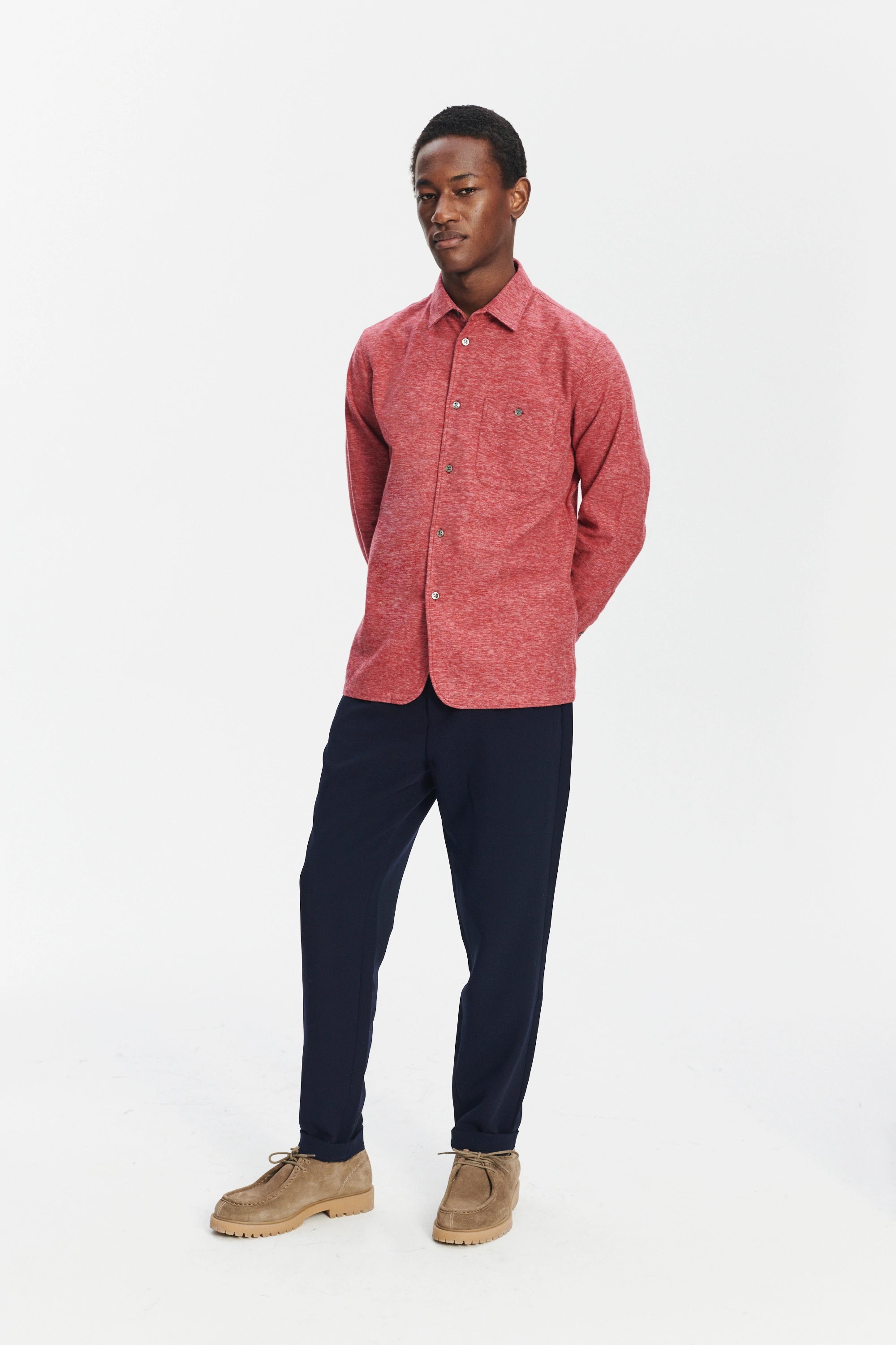 Strong Shirt in the Finest Melange Red Italian Cotton Flannel