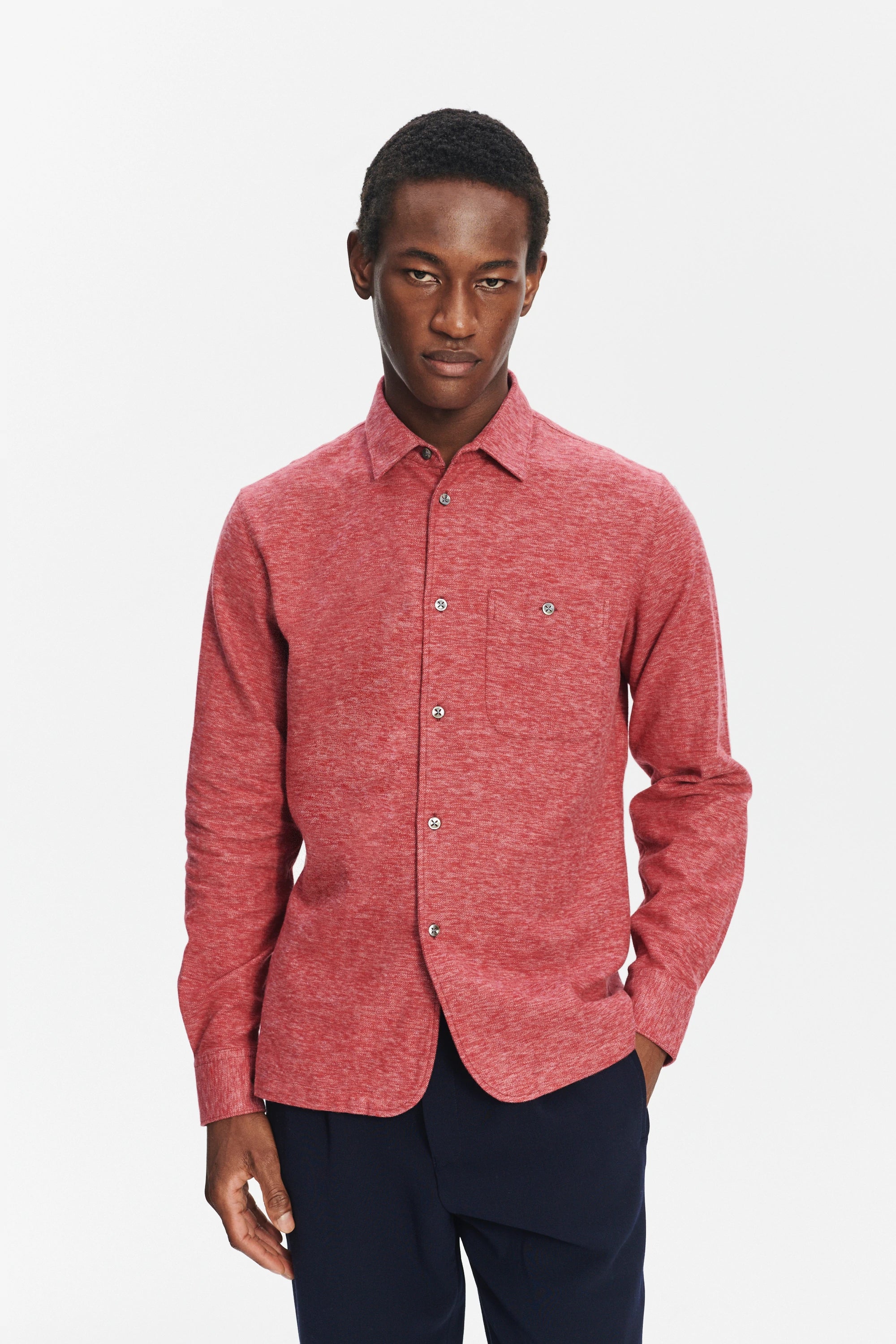 Strong Shirt in the Finest Melange Red Italian Cotton Flannel
