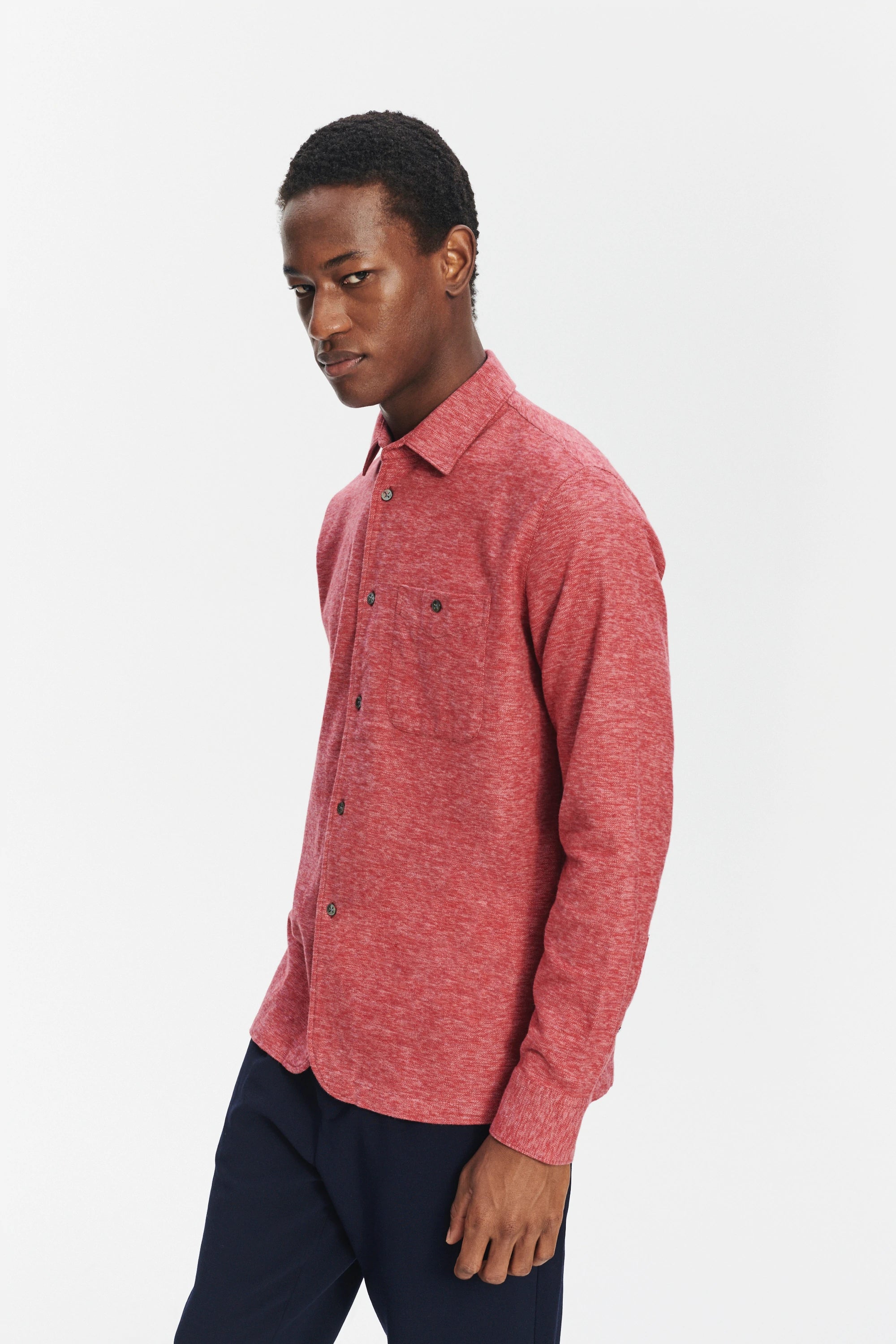 Strong Shirt in the Finest Melange Red Italian Cotton Flannel