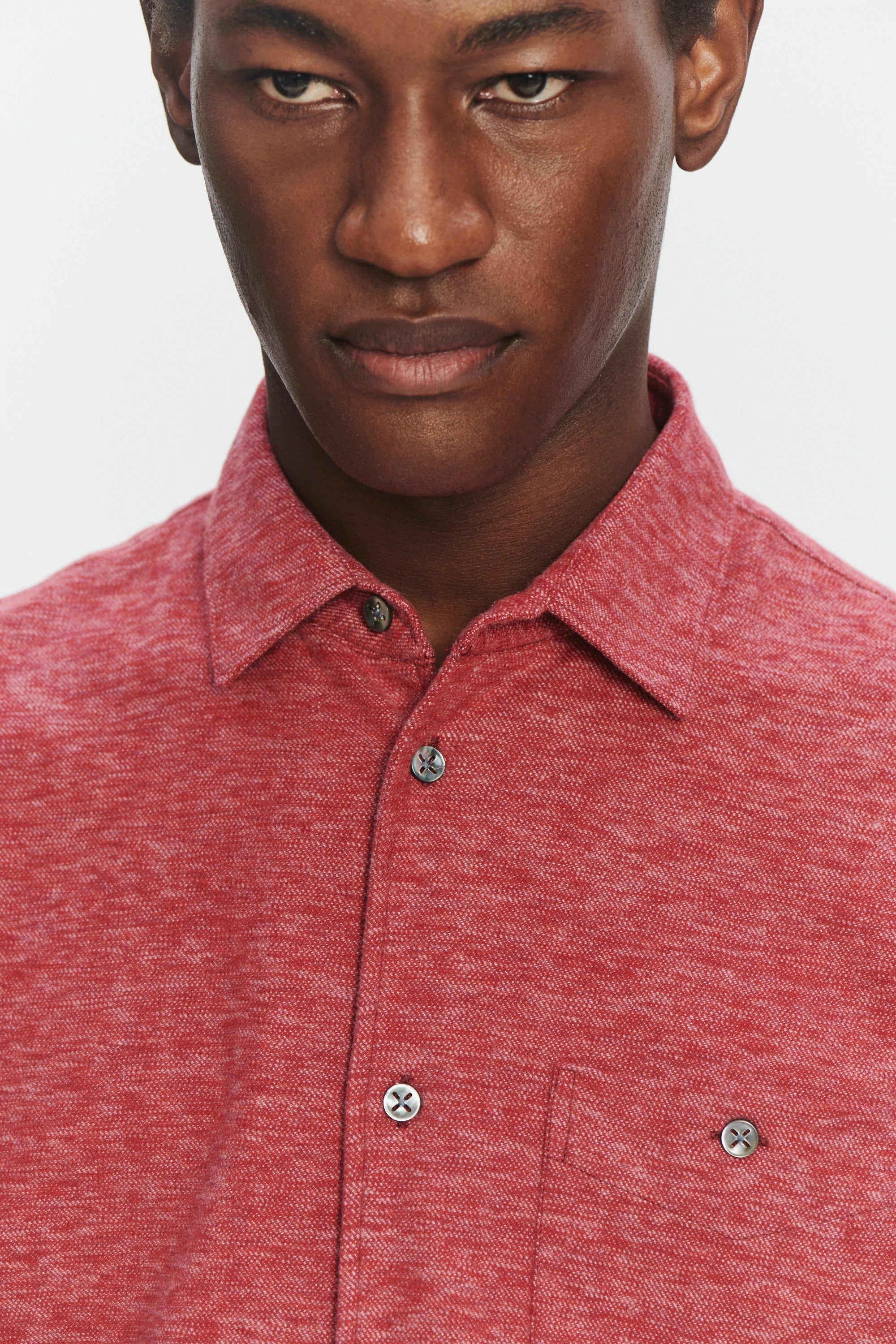 Strong Shirt in the Finest Melange Red Italian Cotton Flannel