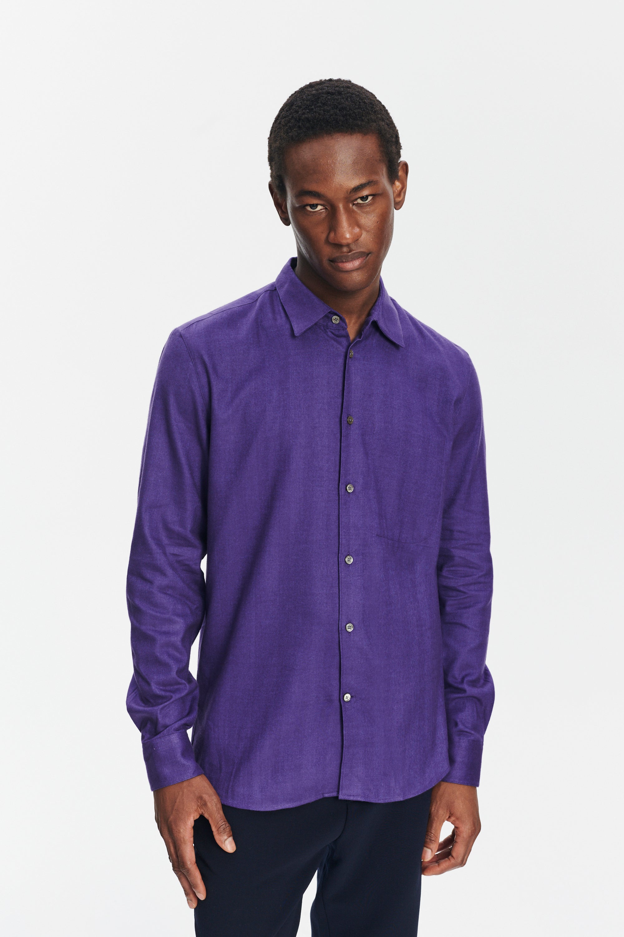 Feel Good Shirt in a Purple Uniquely Soft Italian Lyocell and Cotton Flannel