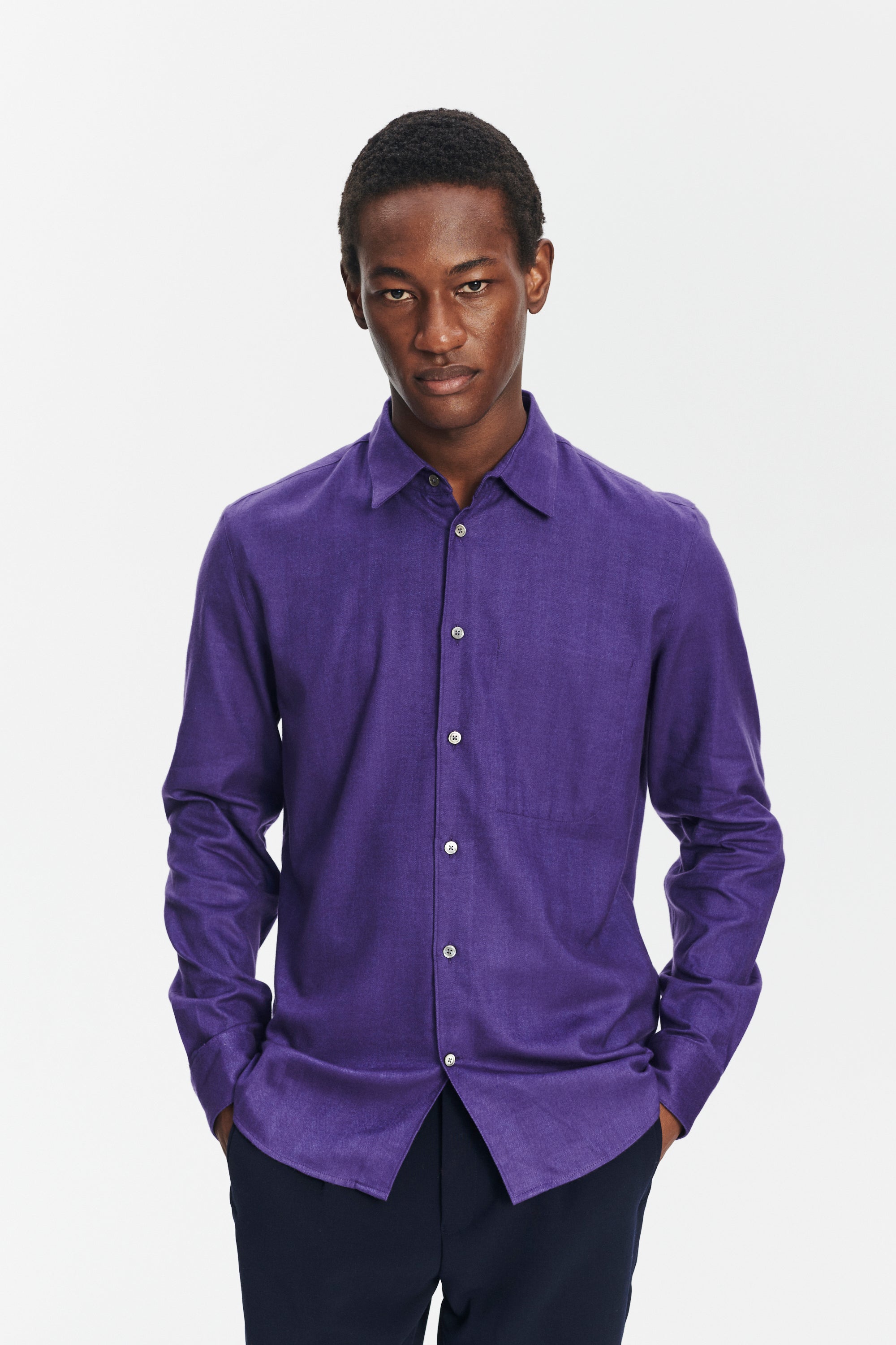 Feel Good Shirt in a Purple Uniquely Soft Italian Lyocell and Cotton Flannel