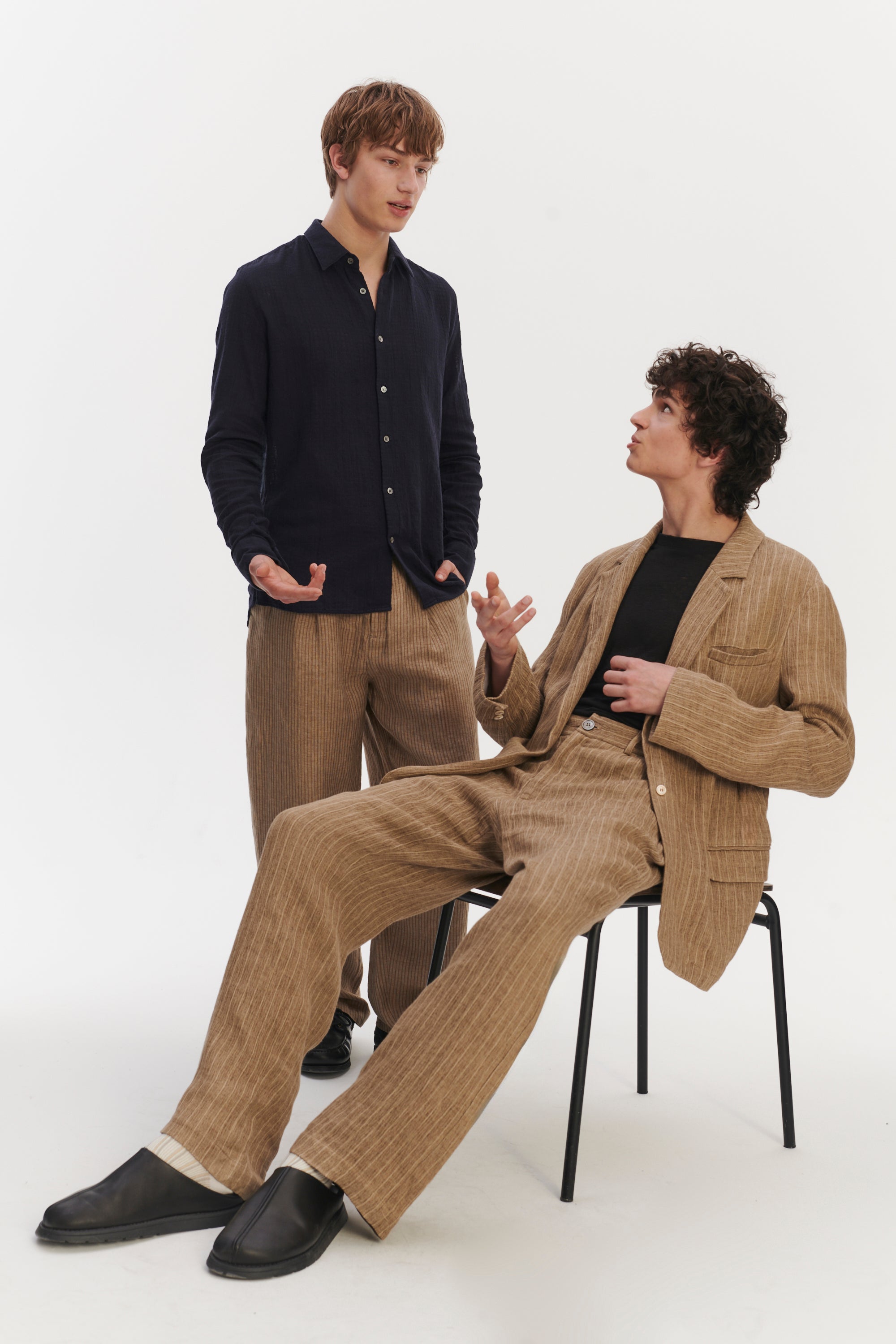 Relaxed Wide Leg Trousers in a Fluid Italian Linen and Viscose