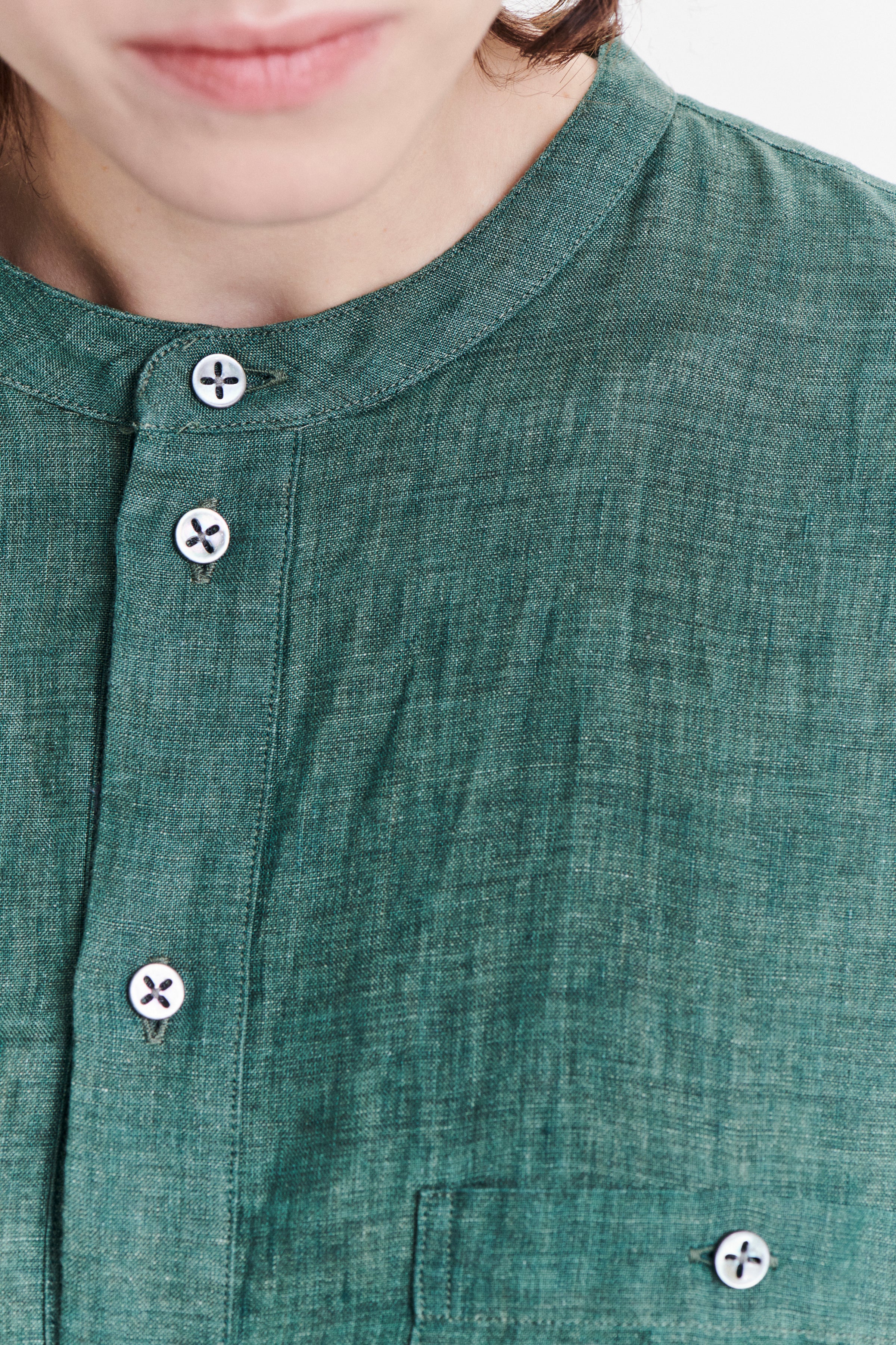 Pop-Over Tunic Dress in a Delavé Green Italian Masters of Linen