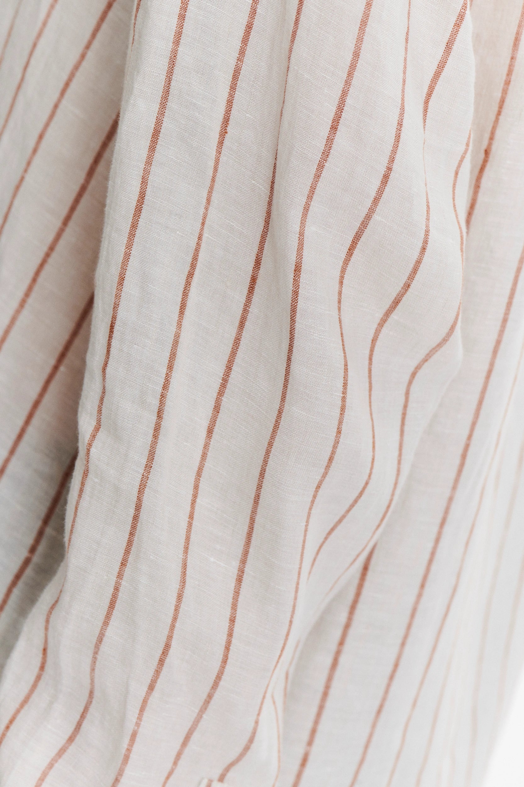 Cute Round Collar Shirt in a Soft and Airy Striped Bohemian Linen