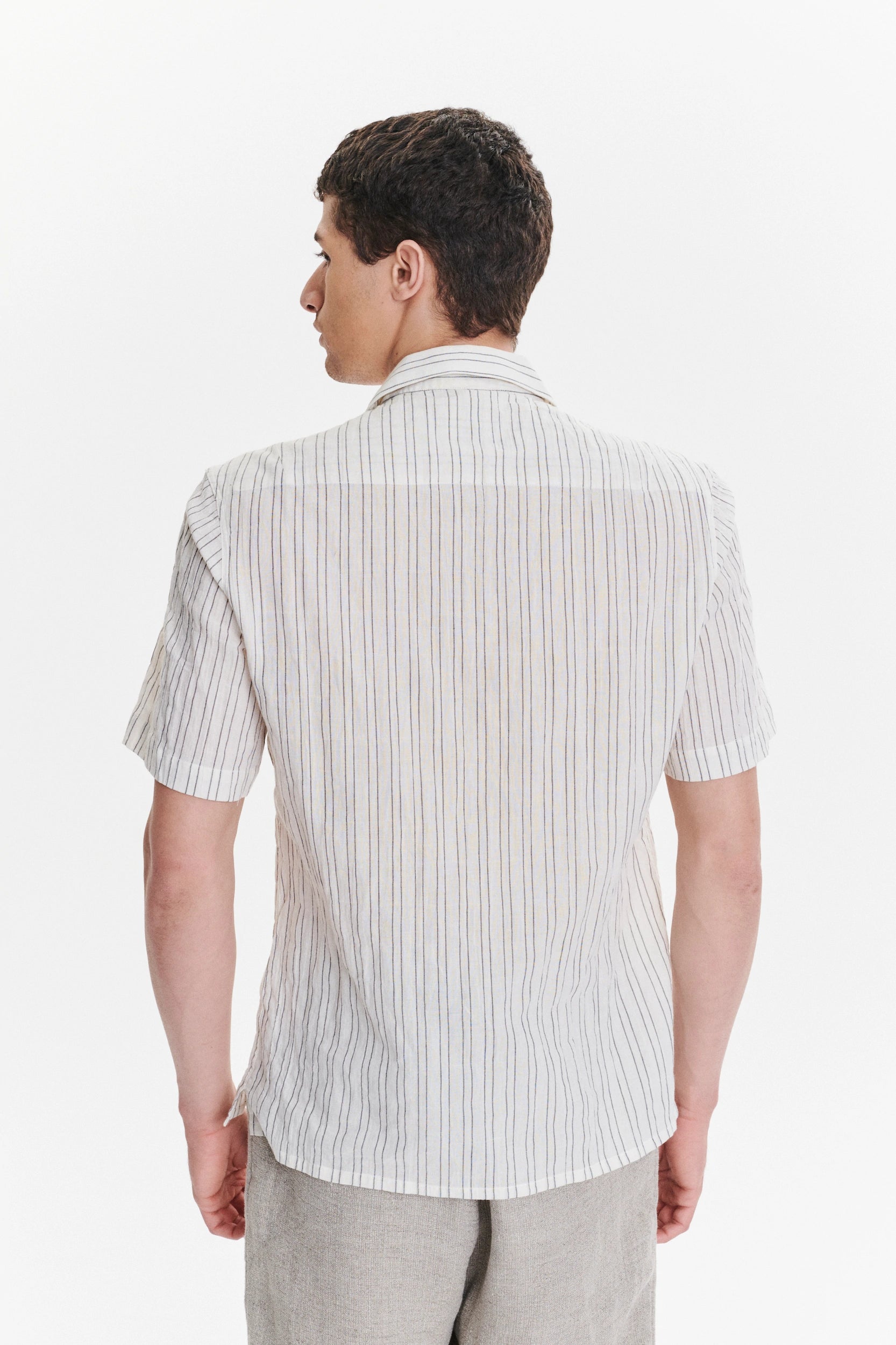 Short Sleeve Tiger Spread Collar Shirt in a Japanese Organic Airy Cotton