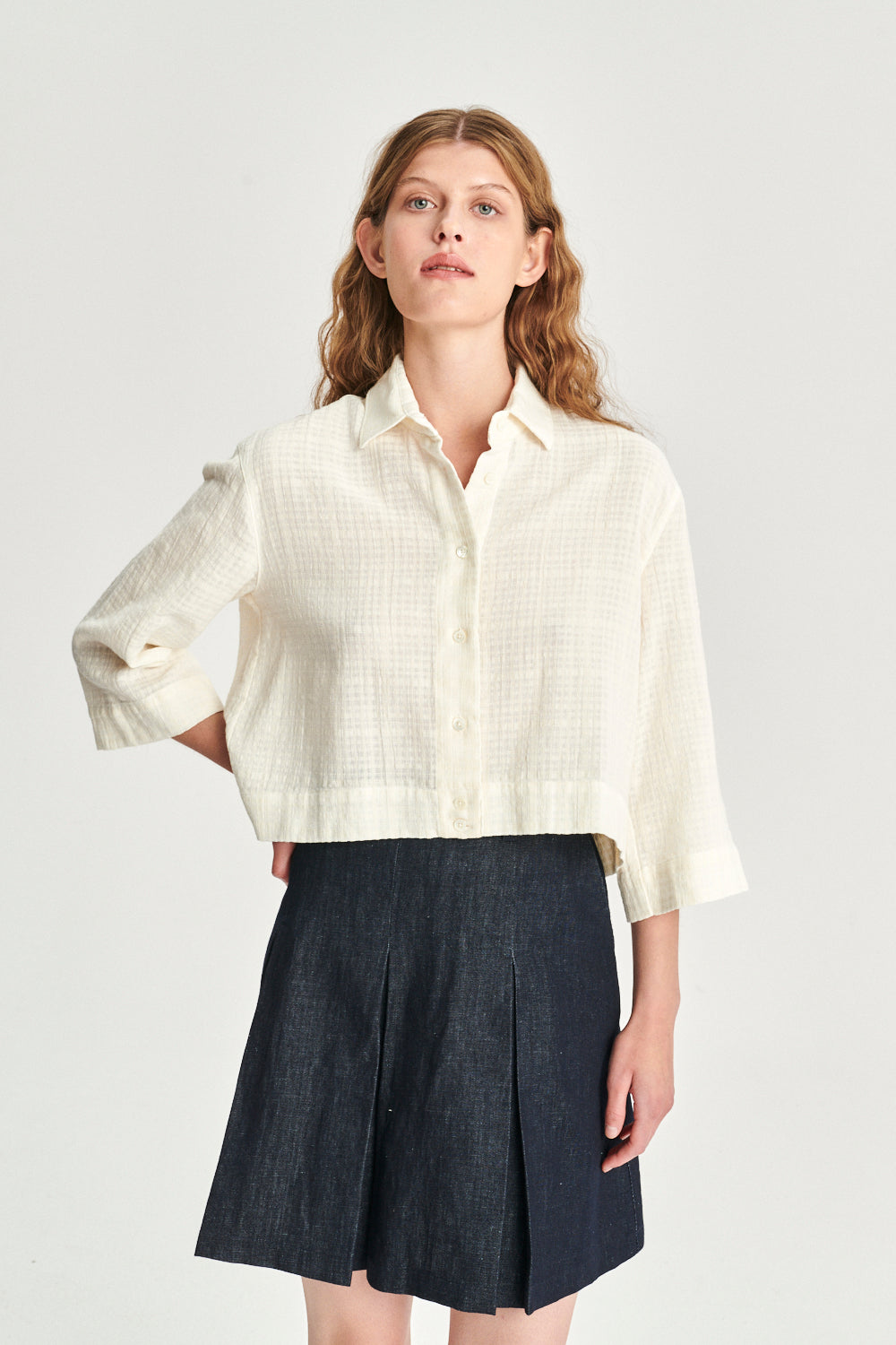 Ellipse Blouse in the Finest Off-White Airy Portuguese Cotton