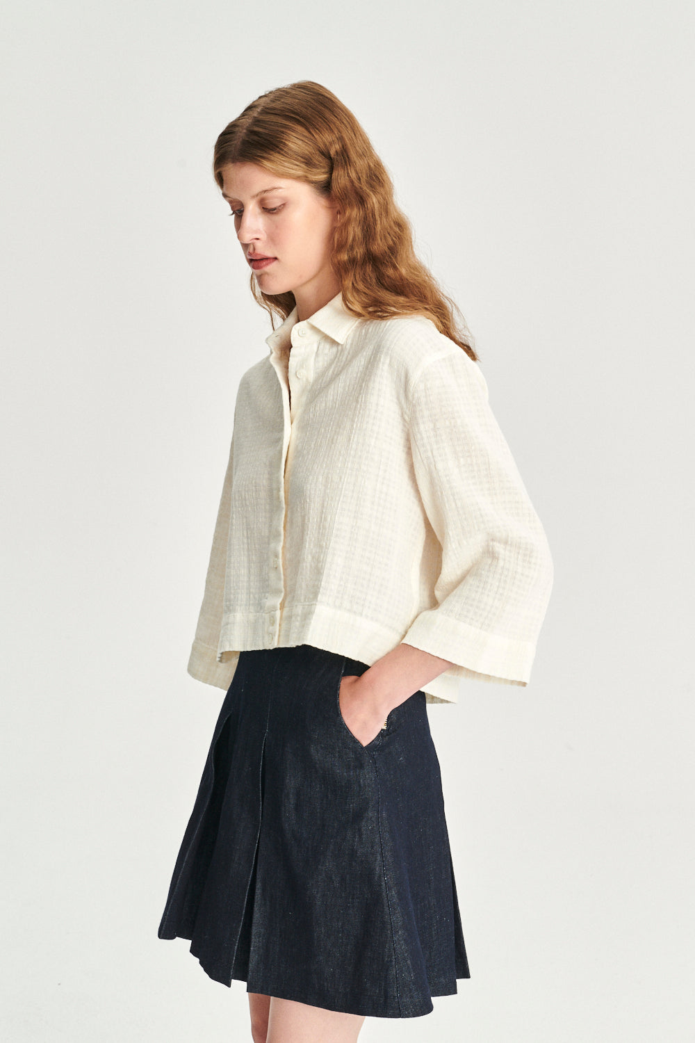 Ellipse Blouse in the Finest Off-White Airy Portuguese Cotton
