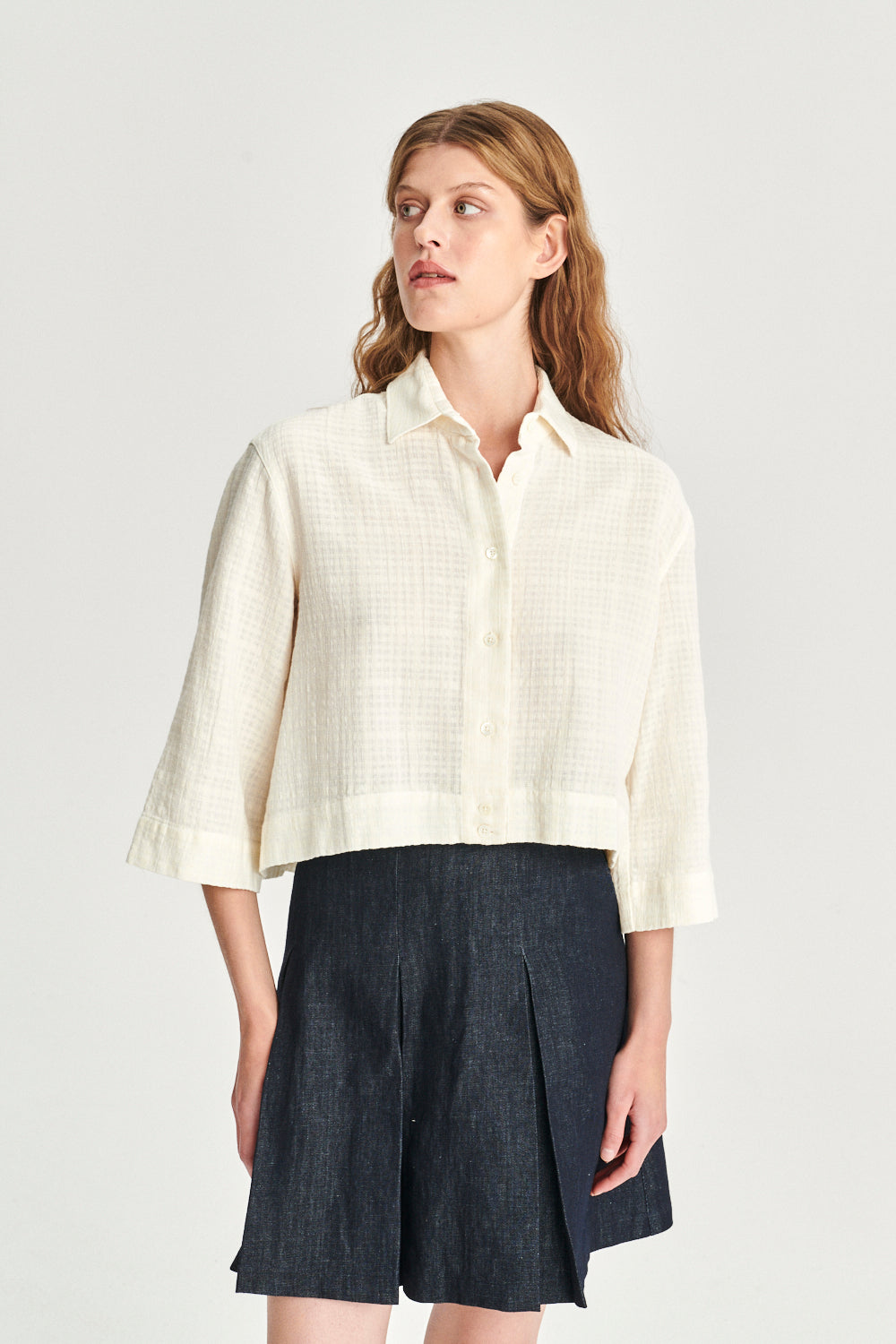 Ellipse Blouse in the Finest Off-White Airy Portuguese Cotton