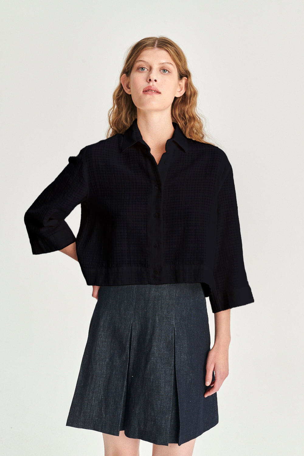 Ellipse Blouse in the Finest Black Airy Portuguese Cotton