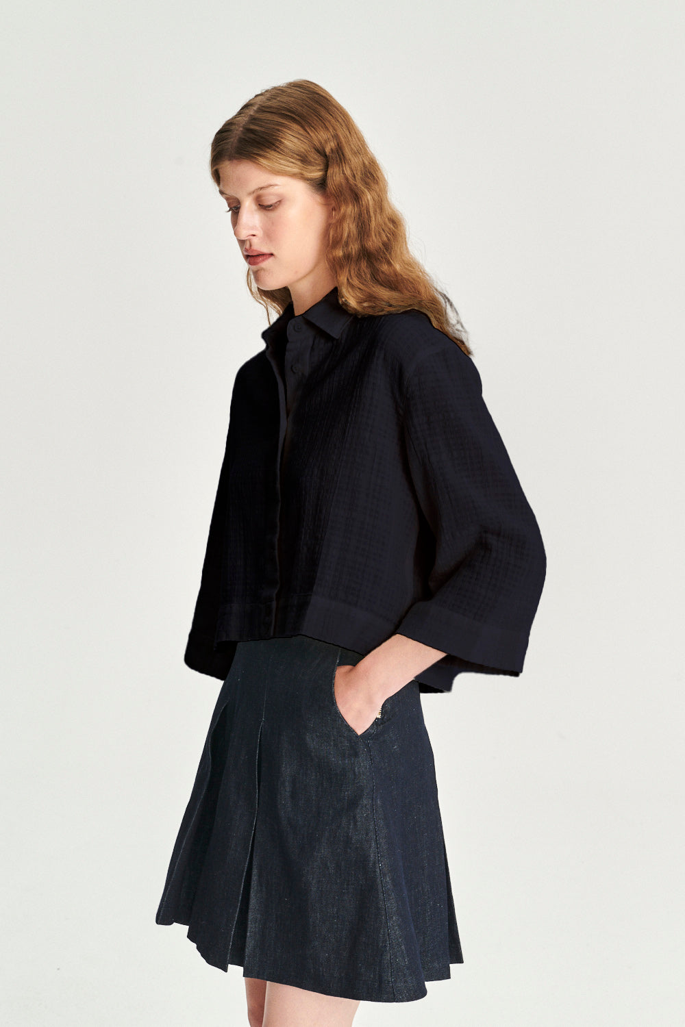 Ellipse Blouse in the Finest Black Airy Portuguese Cotton