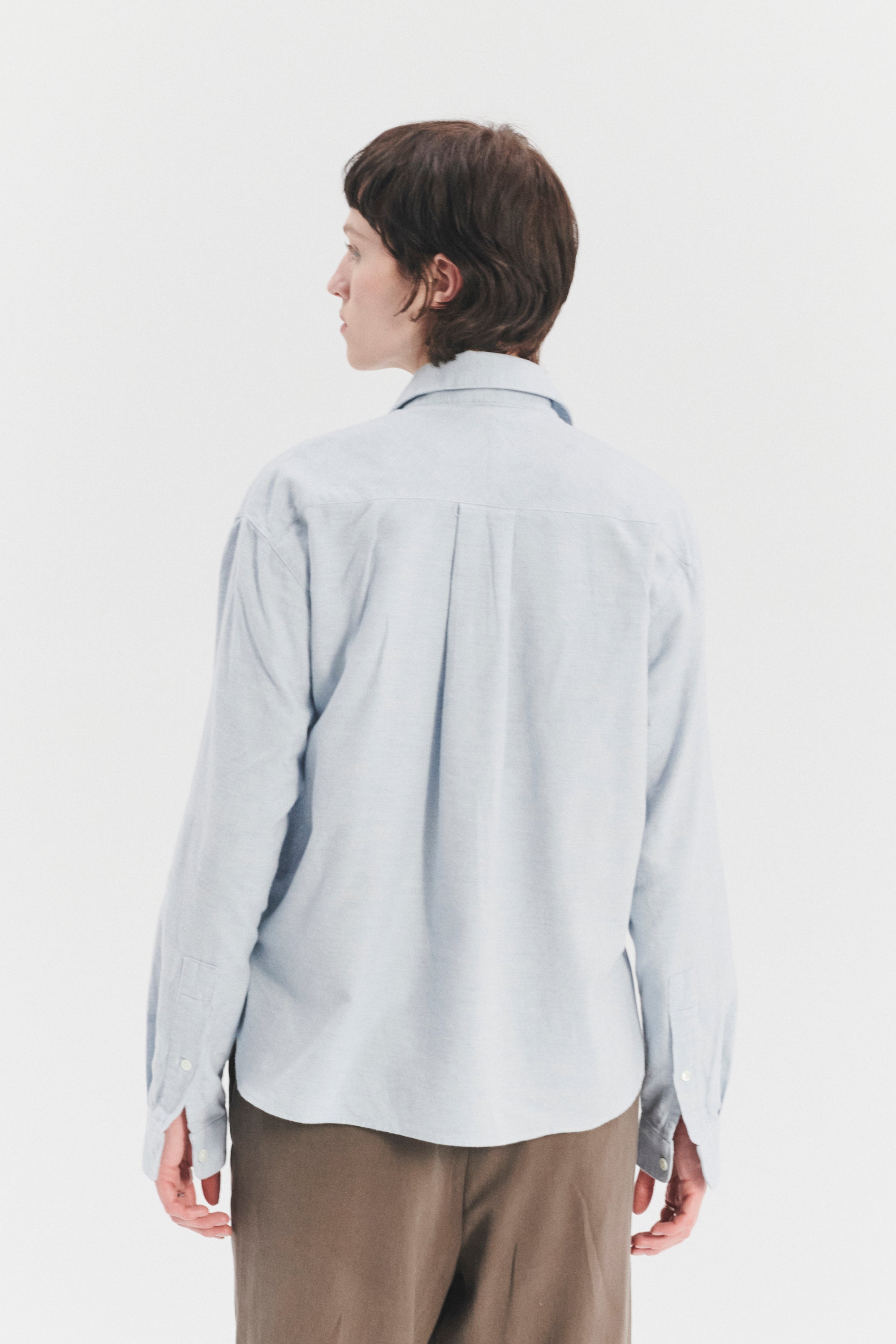 Relaxed Blouse in a Pale Sky Blue Double Brushed Utterly Soft Italian Cotton Flannel