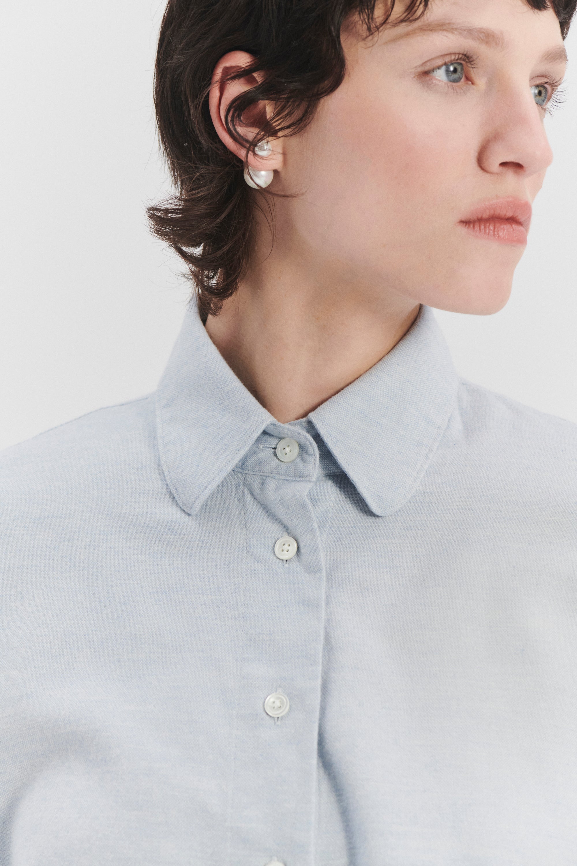 Relaxed Blouse in a Pale Sky Blue Double Brushed Utterly Soft Italian Cotton Flannel