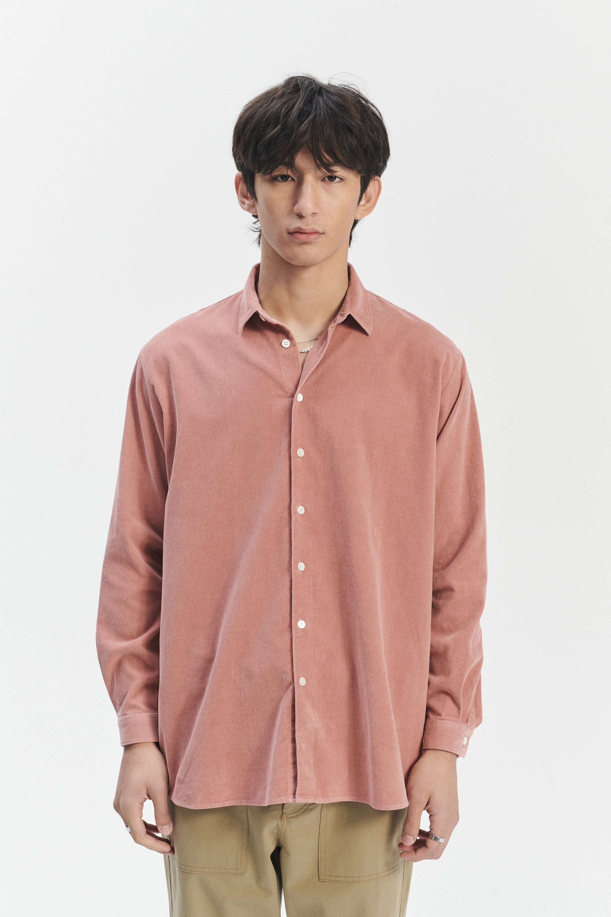 Boxy Unisex Shirt in Dusty Pink in the finest Japanese Baby Corduroy Cotton