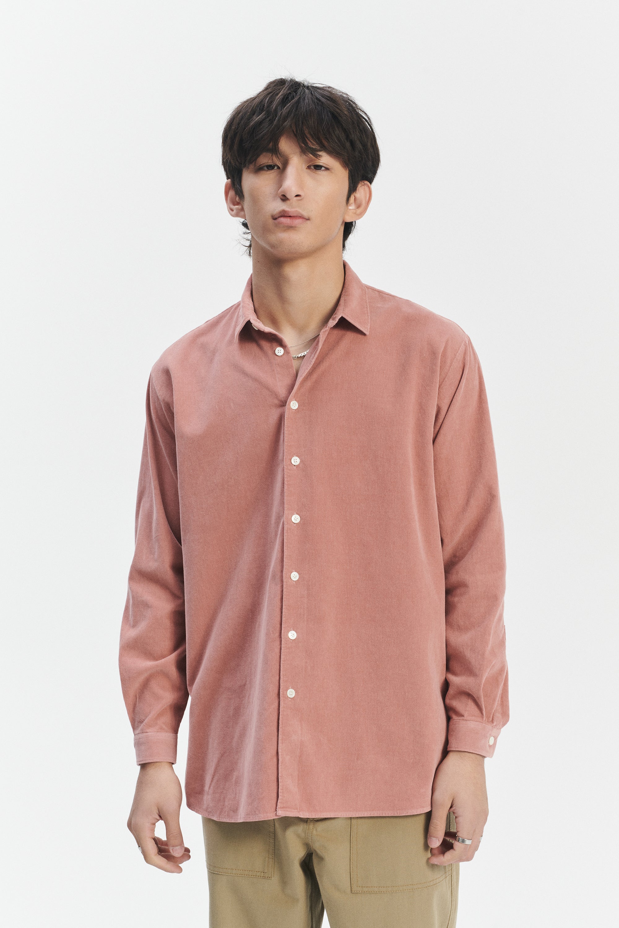Boxy Unisex Shirt in Dusty Pink in the finest Japanese Baby Corduroy Cotton