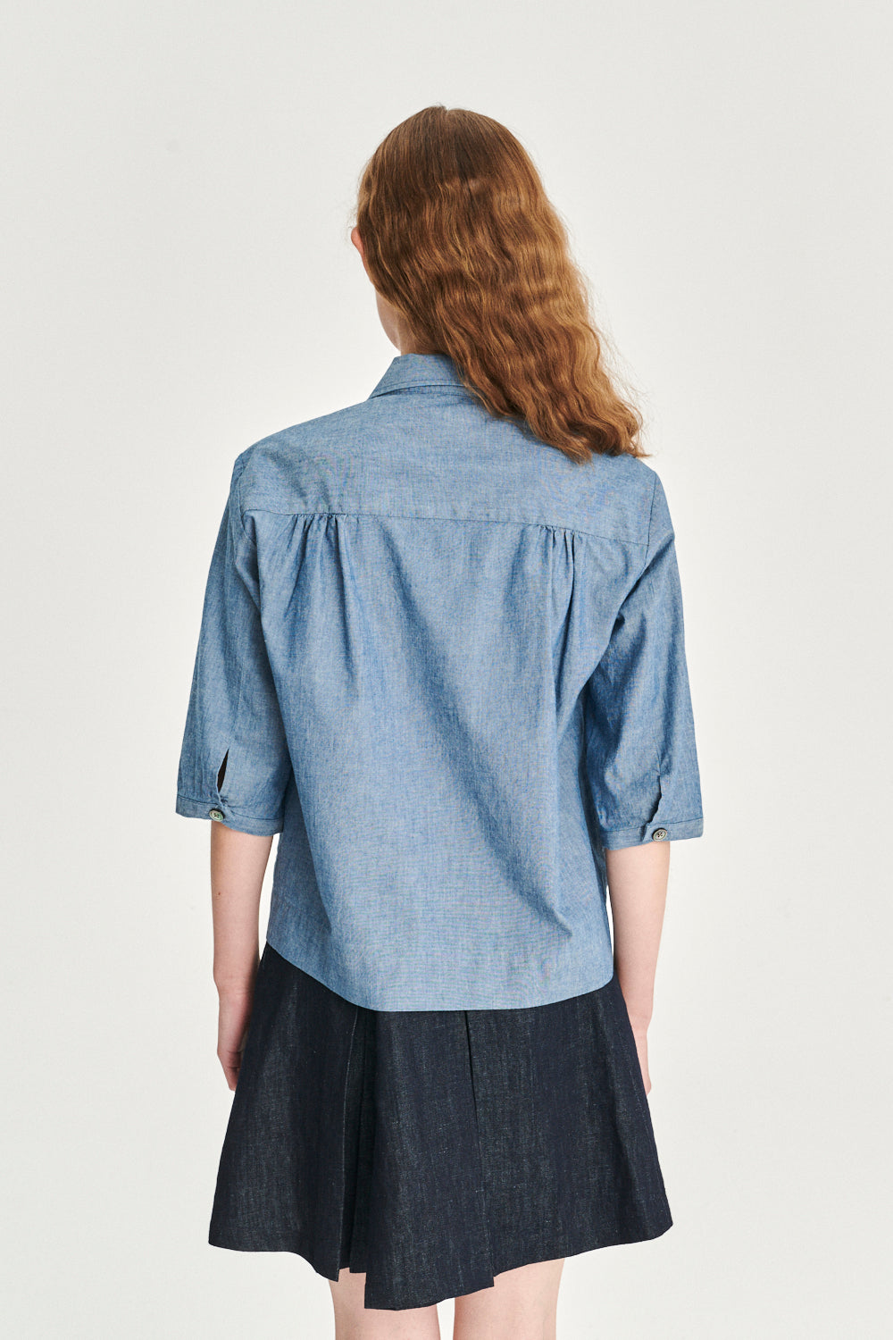 Blouse Jacket in an Indigo Dyed Mix of Italian Linen and Cotton