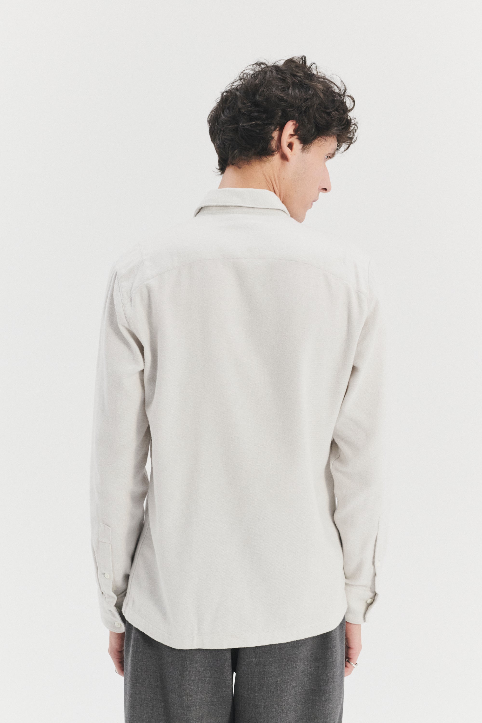 Strong Shirt in the Finest Portuguese Organic Stone Grey Cotton Flannel