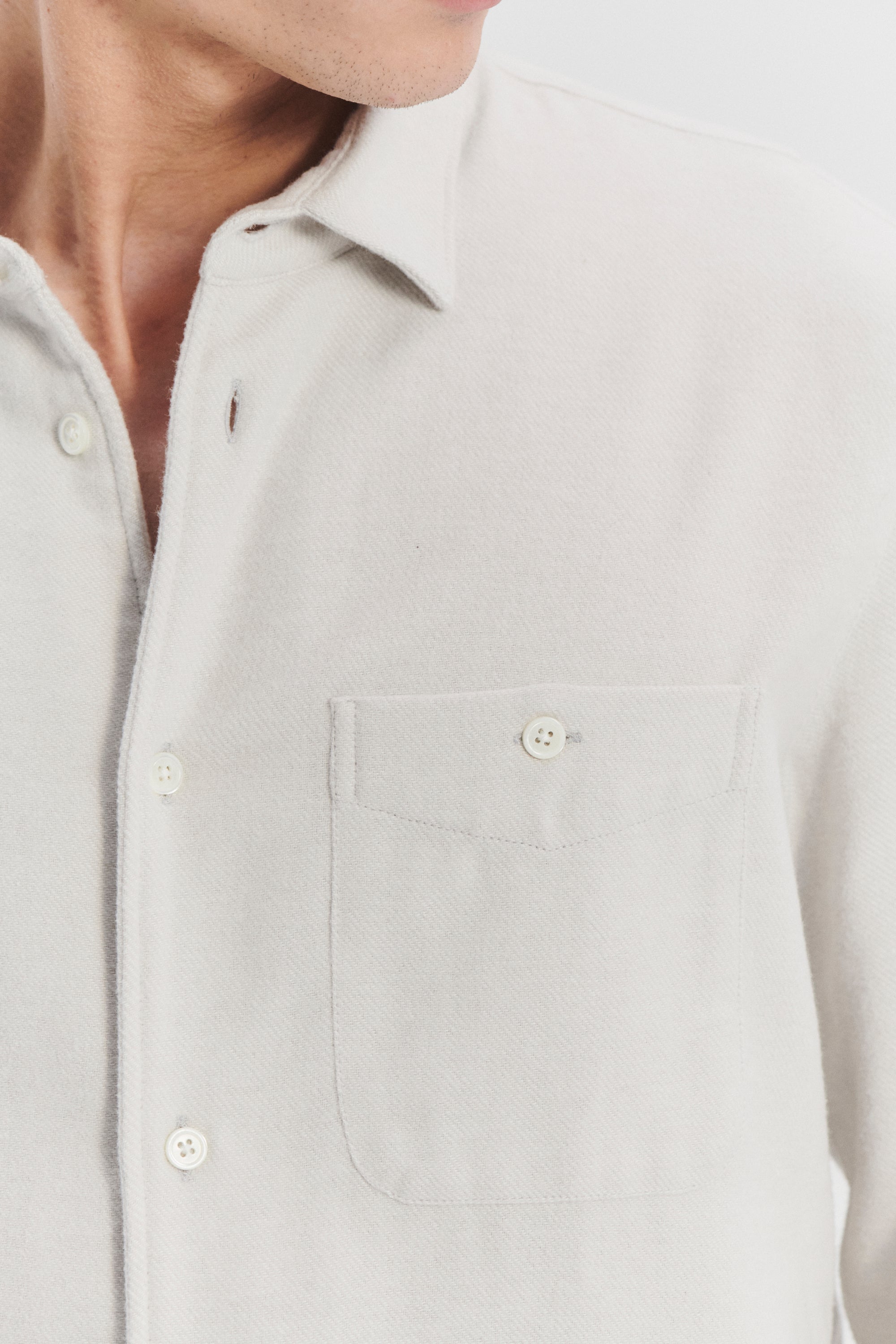 Strong Shirt in the Finest Portuguese Organic Stone Grey Cotton Flannel