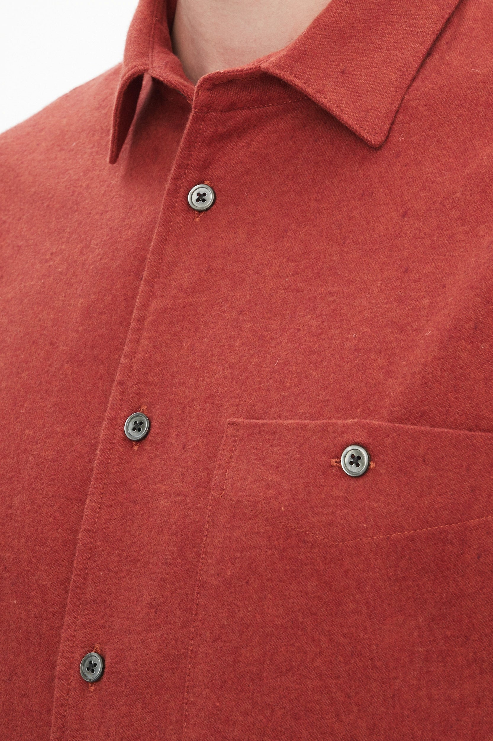 Strong Shirt in a Deep Orange Melange Recycled Italian Cotton Flannel