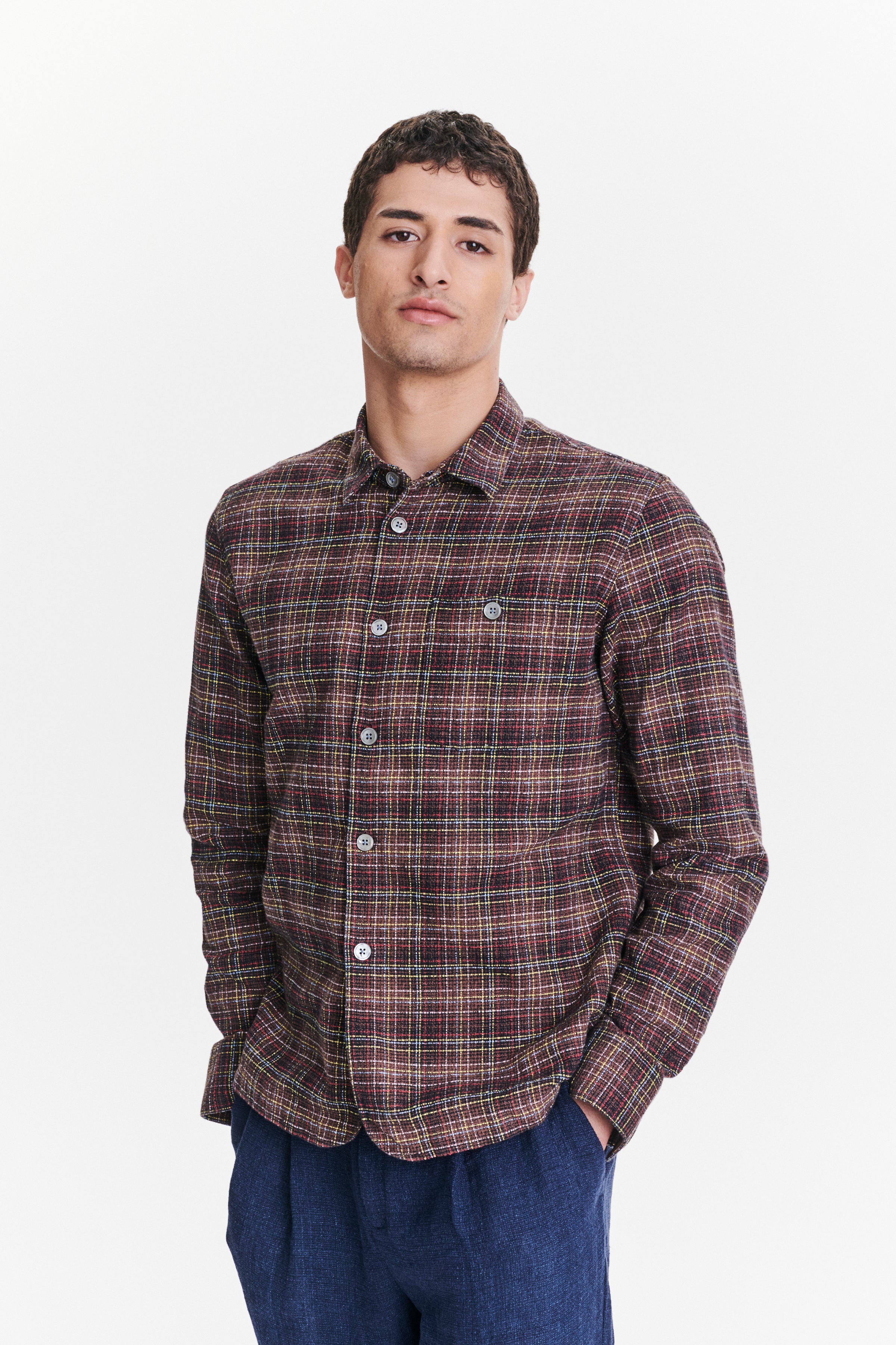 Strong Shirt a Brown, Yellow, White and Red Chequered Portuguese Cotton