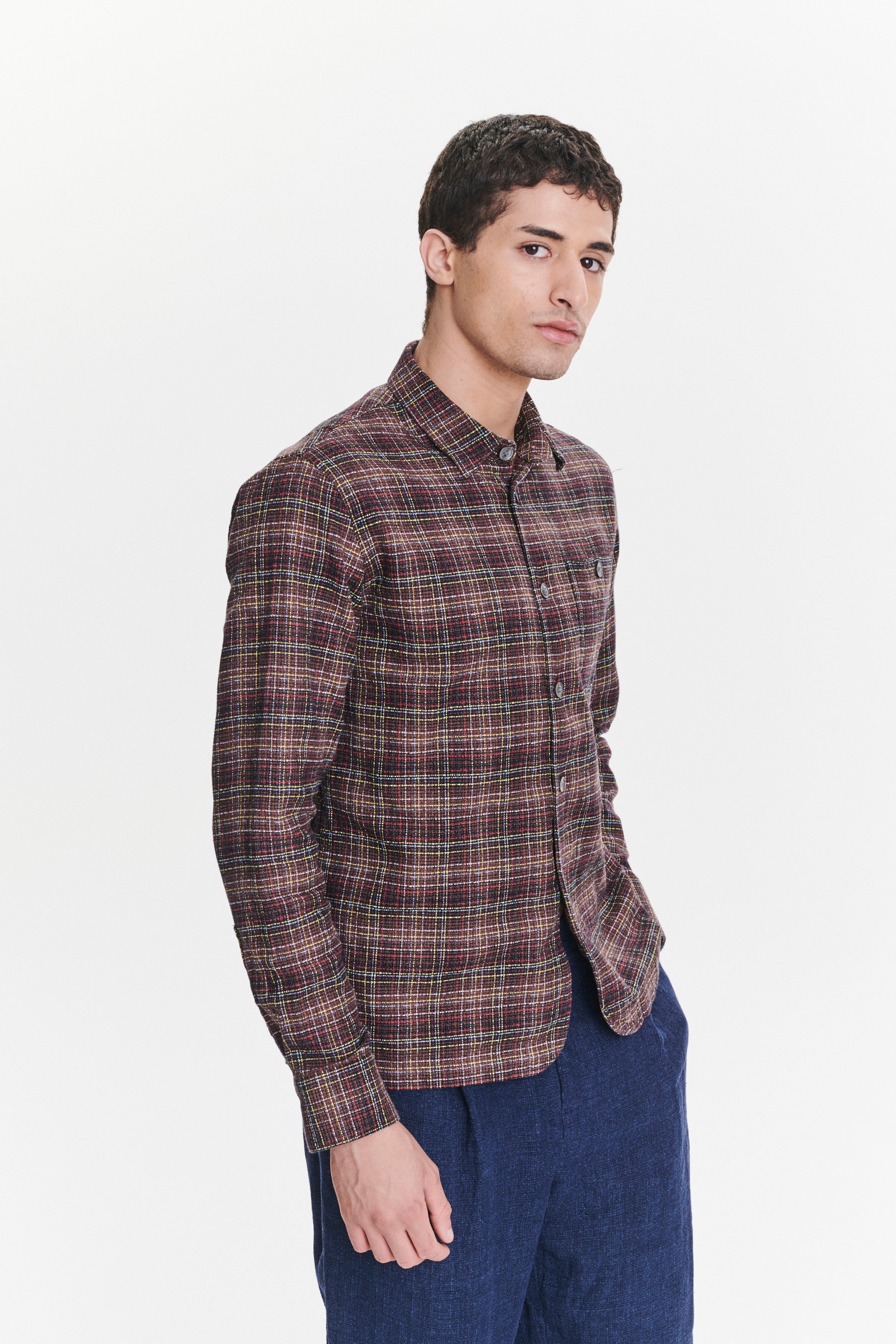 Strong Shirt a Brown, Yellow, White and Red Chequered Portuguese Cotton