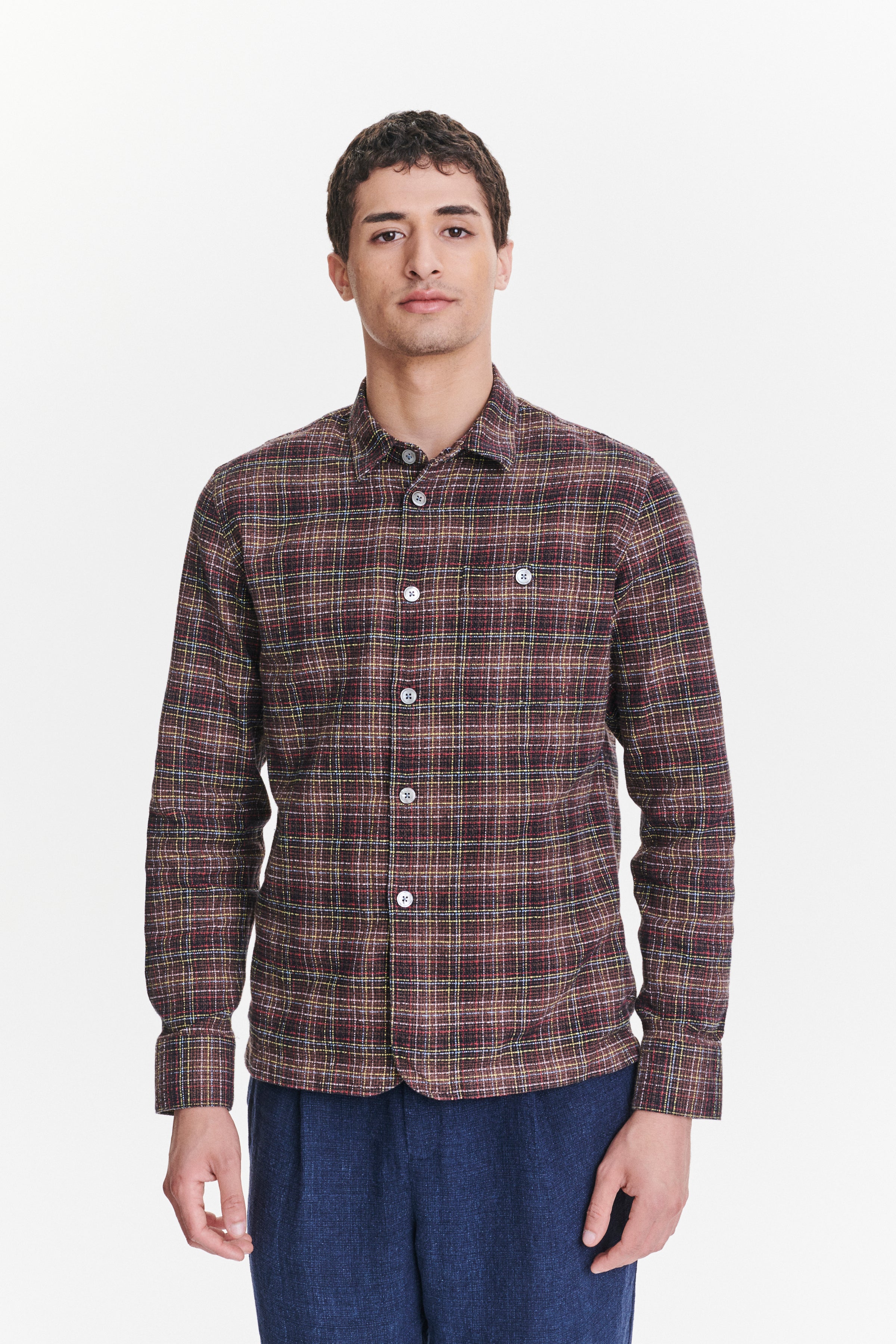 Strong Shirt a Brown, Yellow, White and Red Chequered Portuguese Cotton