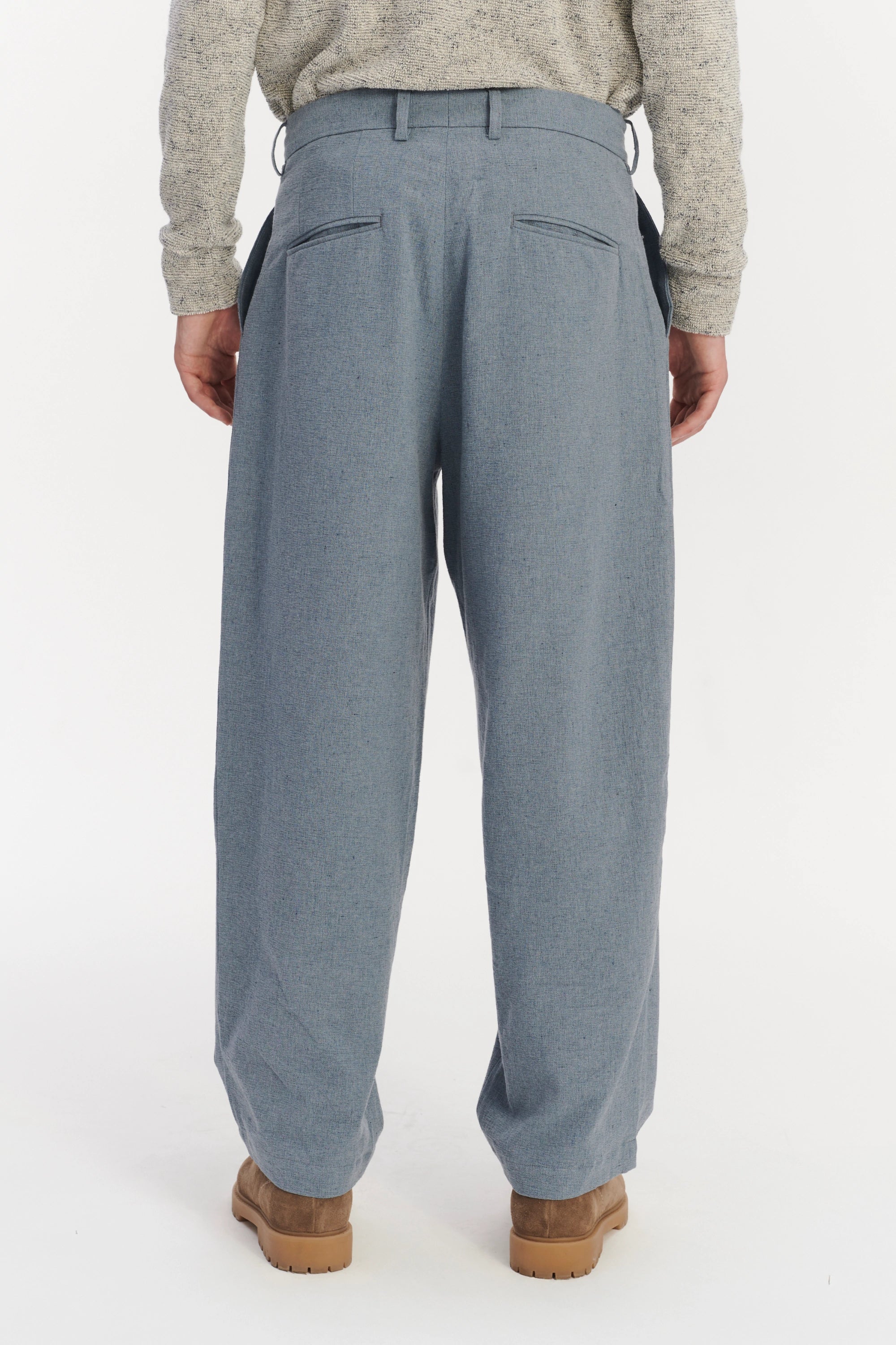 Cropped Trousers in a Pale Sky Blue Italian Recycled Cotton Denim