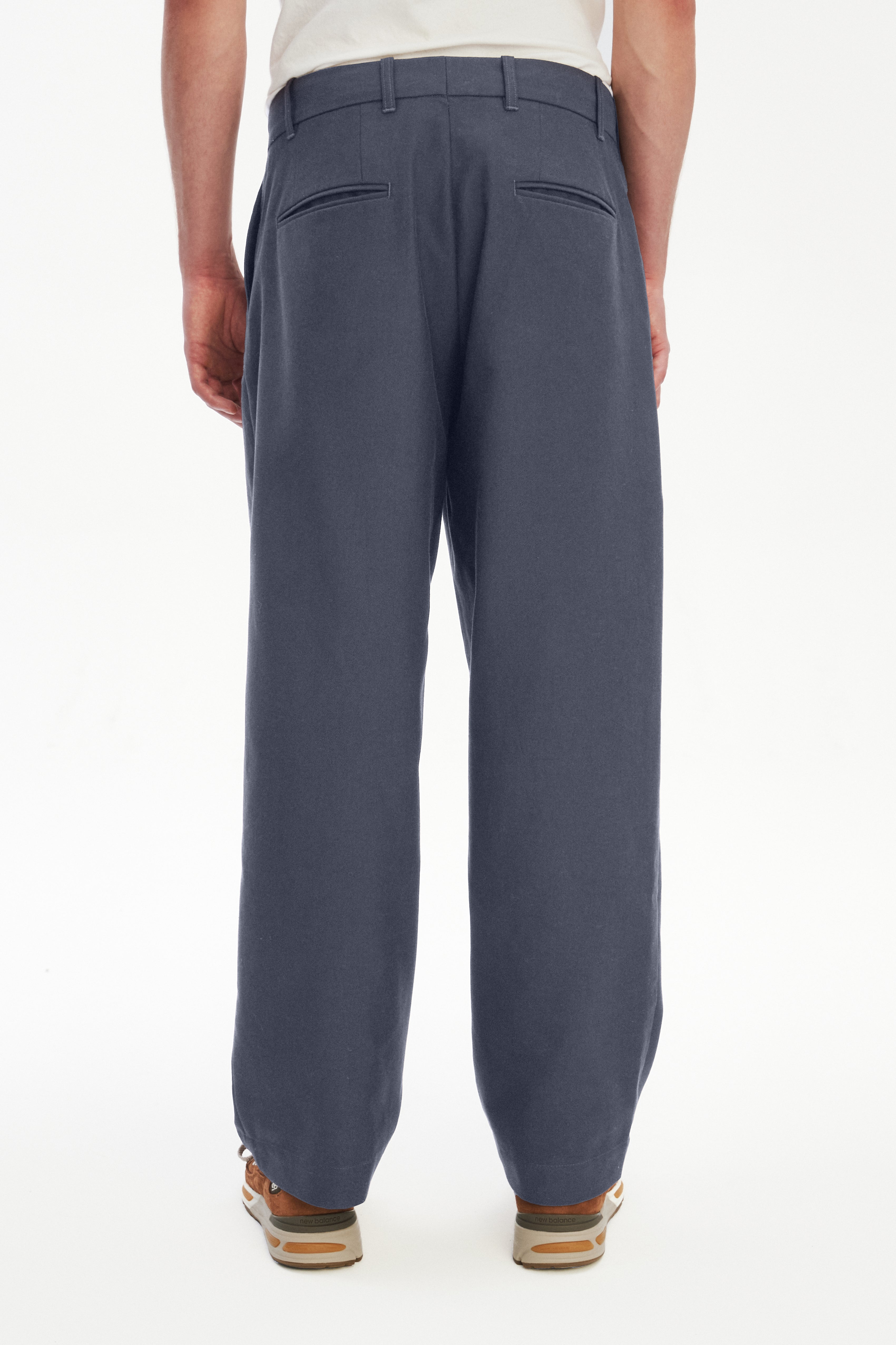 Amsterdam Trousers in a Steel Blue Subtle Firm Italian Organic Cotton