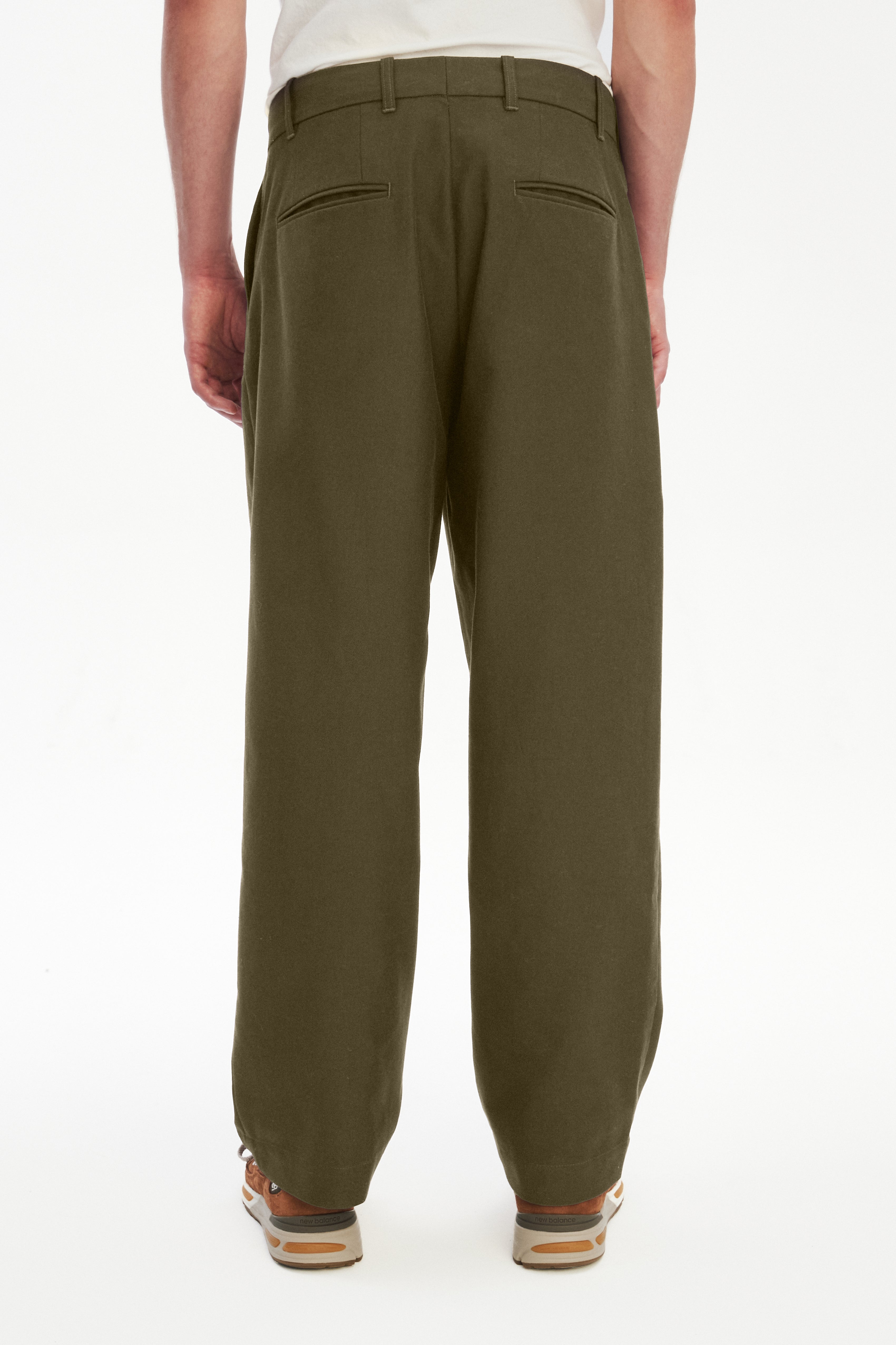 Amsterdam Trousers in a Firm Khaki Green Cotton from Italy