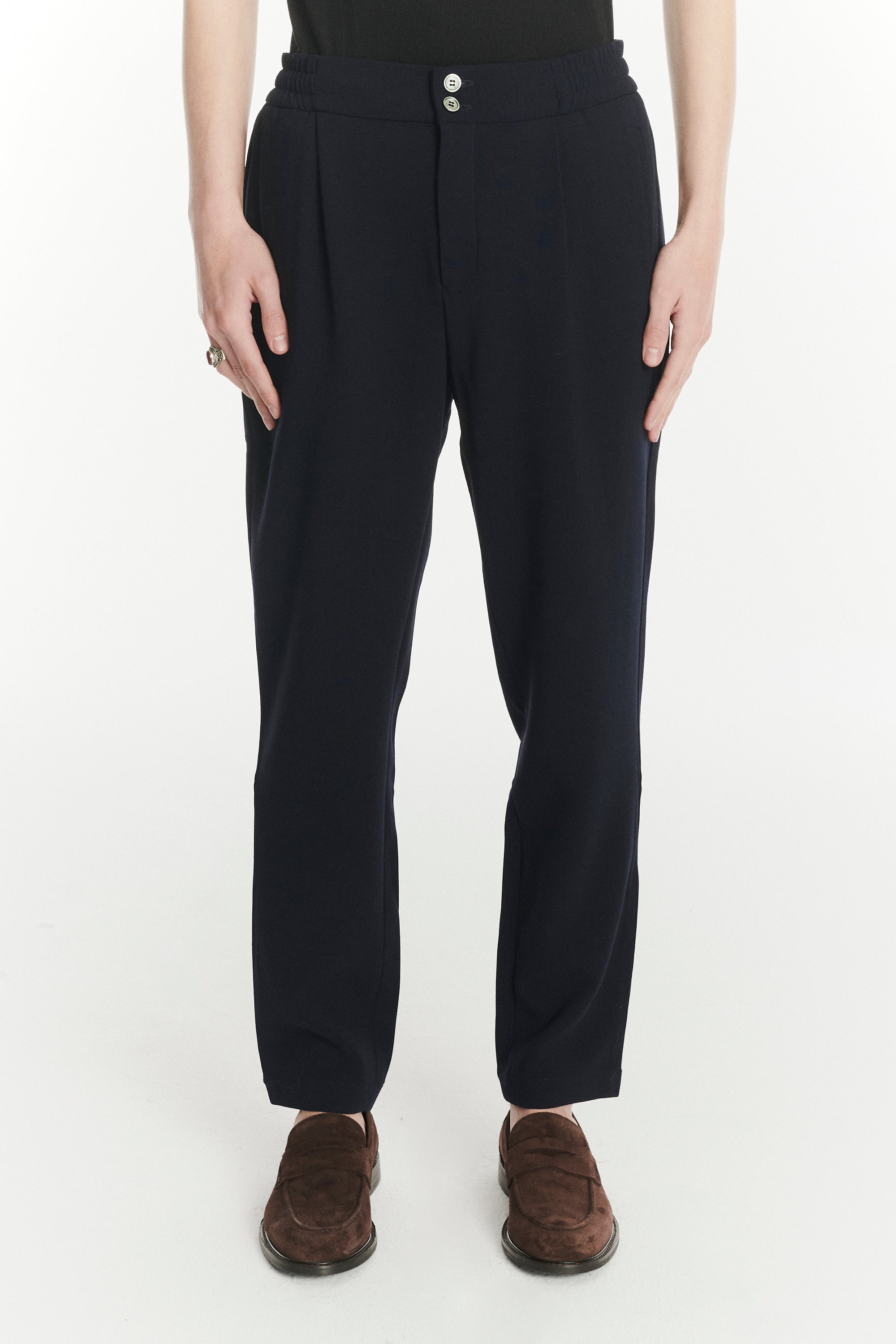 Garden Trousers in the Finest Navy Blue Easy Stretch Italian Virgin Wool