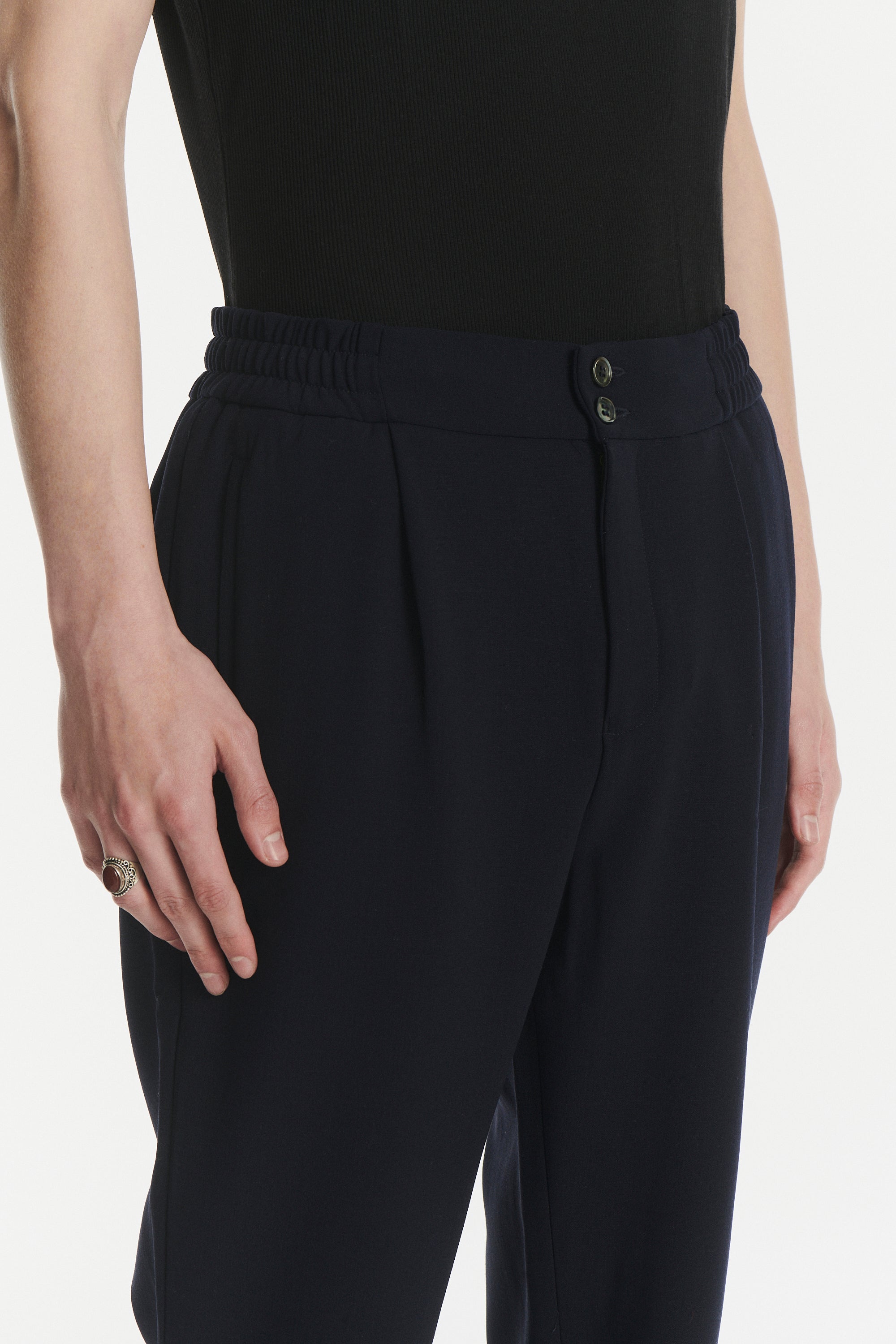 Garden Trousers in the Finest Navy Blue Easy Stretch Italian Virgin Wool