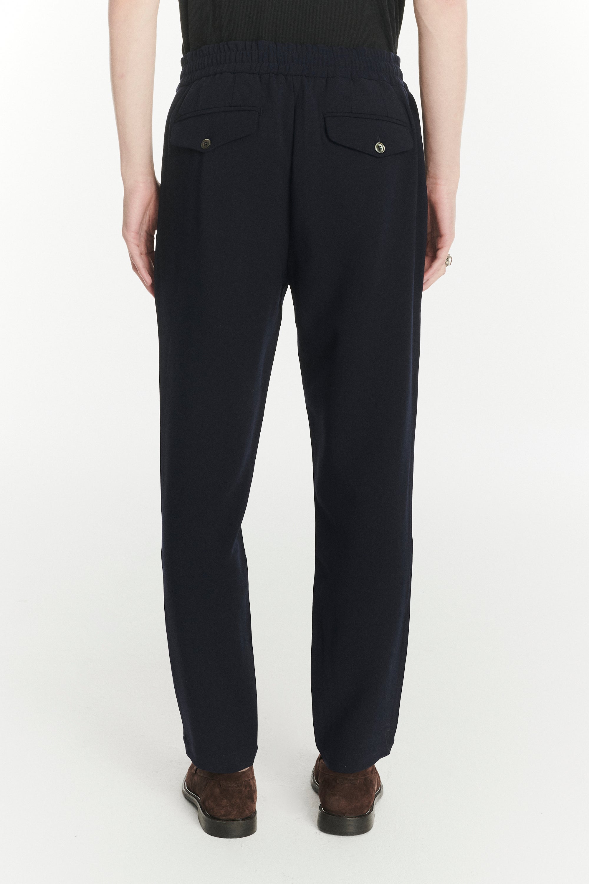 Garden Trousers in the Finest Navy Blue Easy Stretch Italian Virgin Wool
