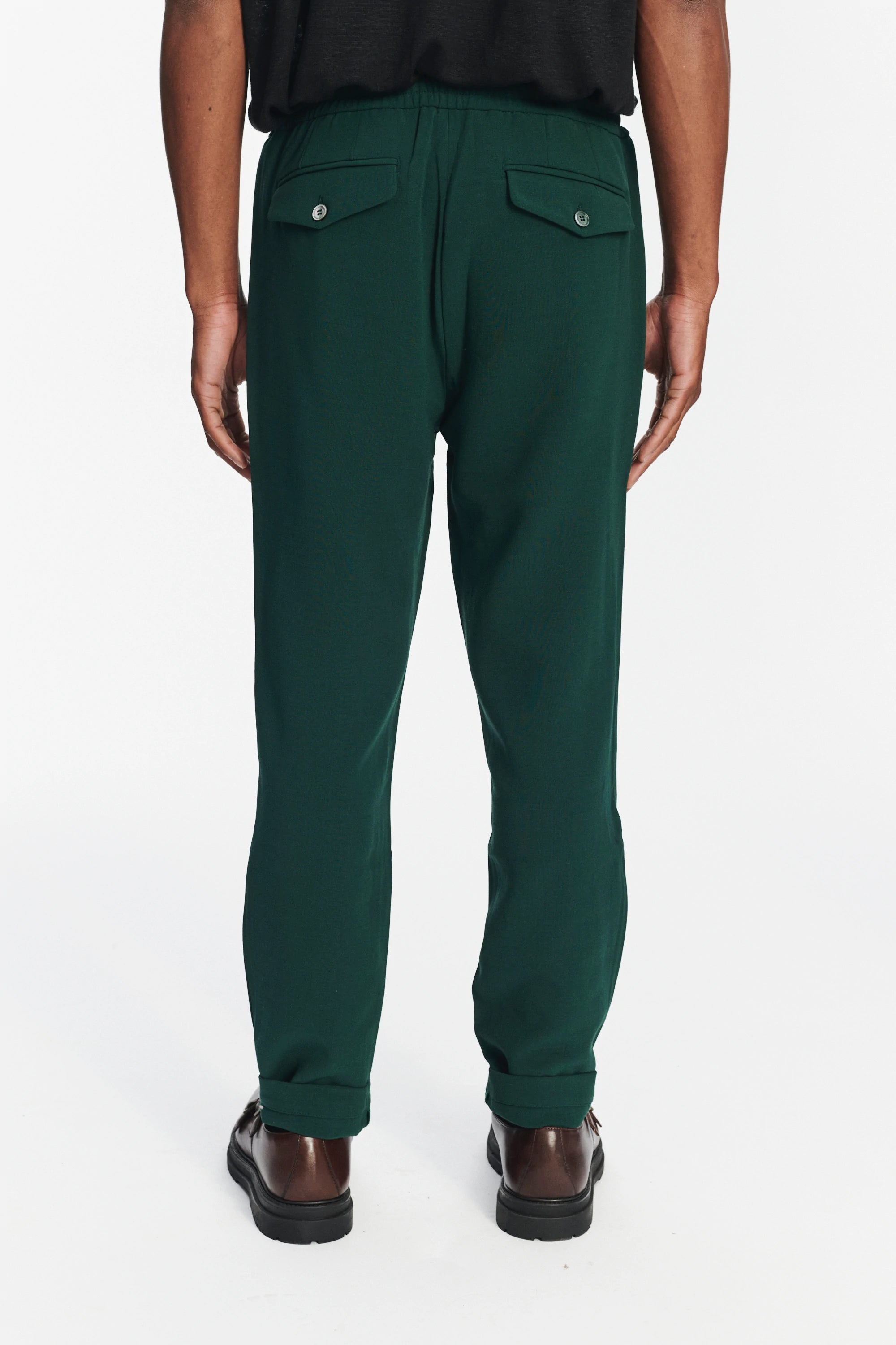 Garden Trousers in the Finest Dark Green Italian Double Virgin Wool by Giuseppe Botto