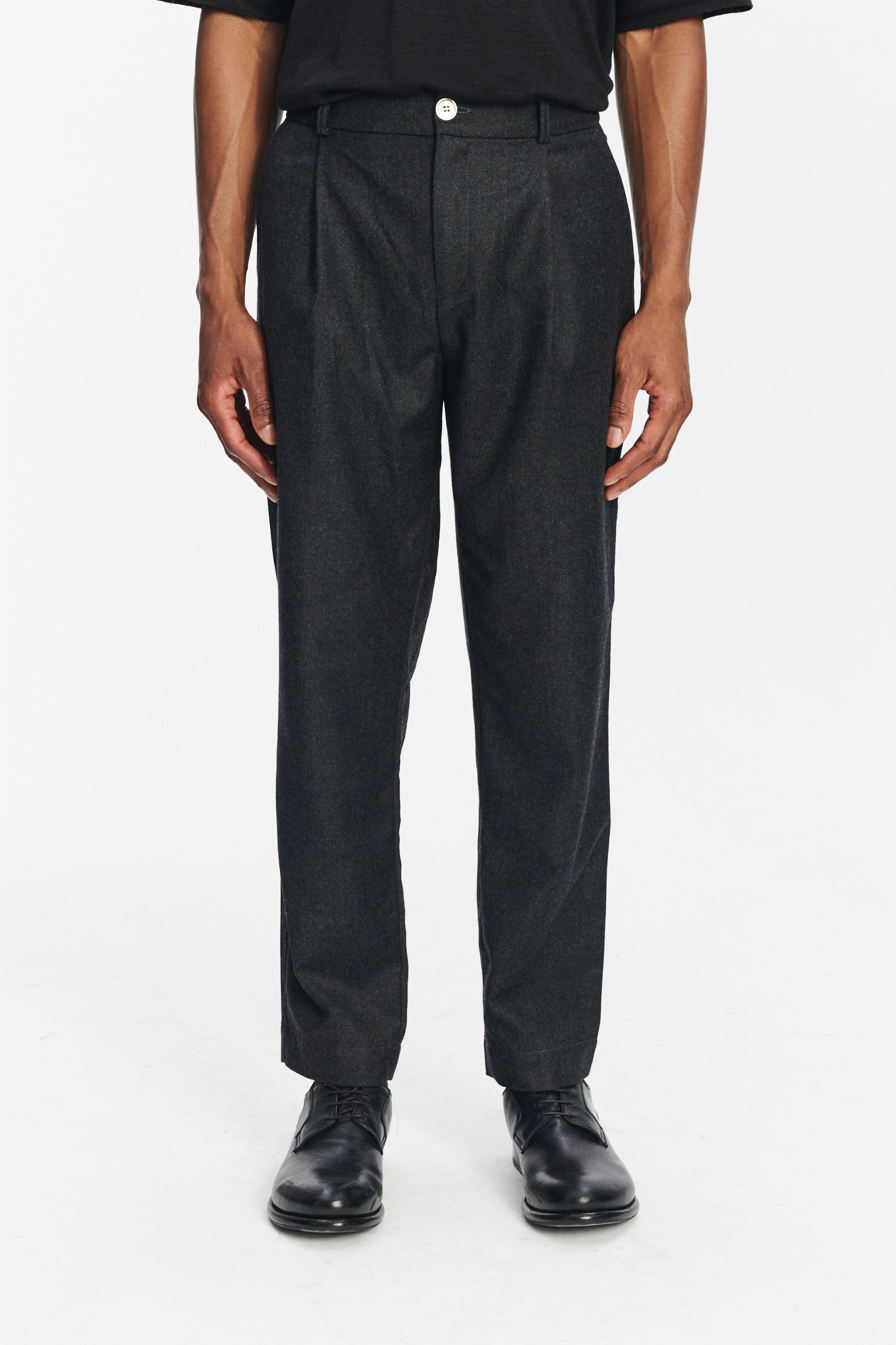 Genuine Trousers in the Finest Dark Grey Virgin Wool from Giuseppe Botto