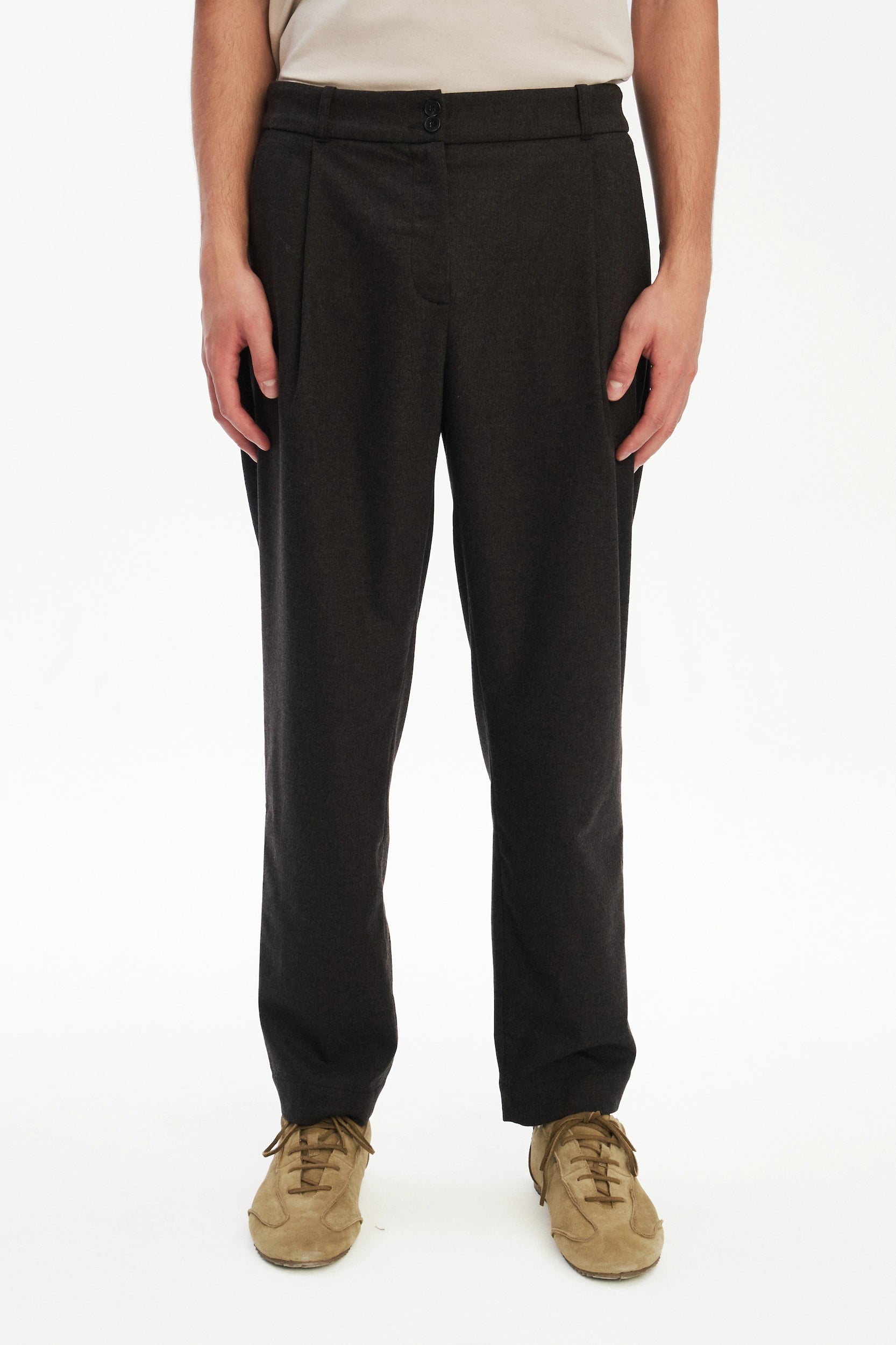 Genuine Trousers in the Finest Chocolate Brown Italian Virgin Wool from Giuseppe Botto