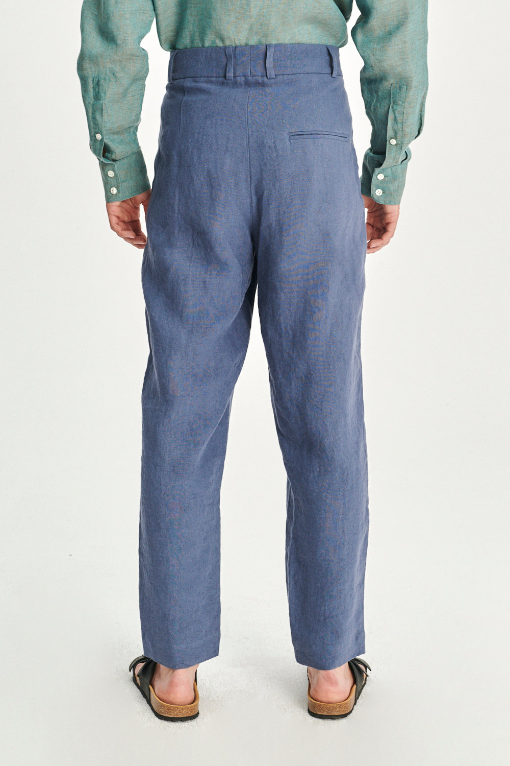 Genuine Trousers in a Police Blue Fine Sustainable Belgian Linen