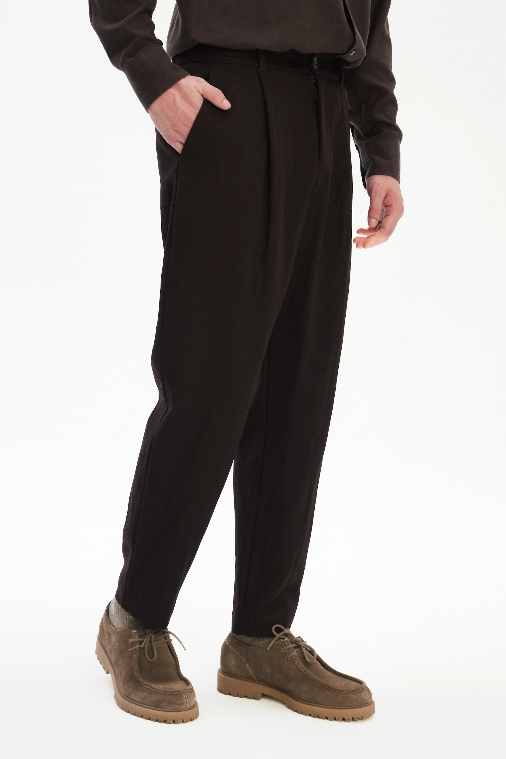 Genuine Trousers in the Finest Mix of Earthy Brown Italian Virgin Wool and Nylon