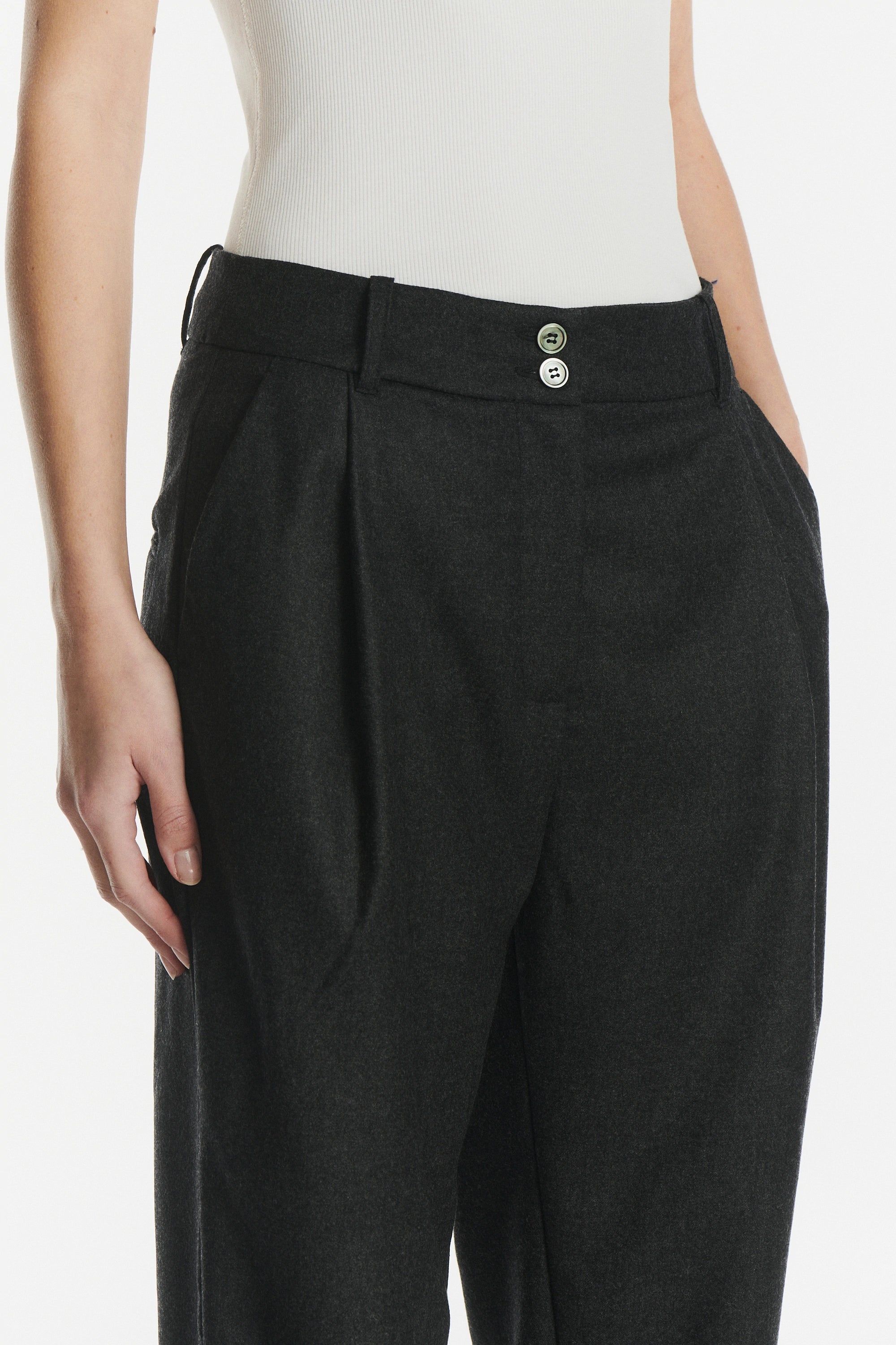 Genuine Trousers in the Finest Dark Grey Italian Virgin Wool from Giuseppe Botto