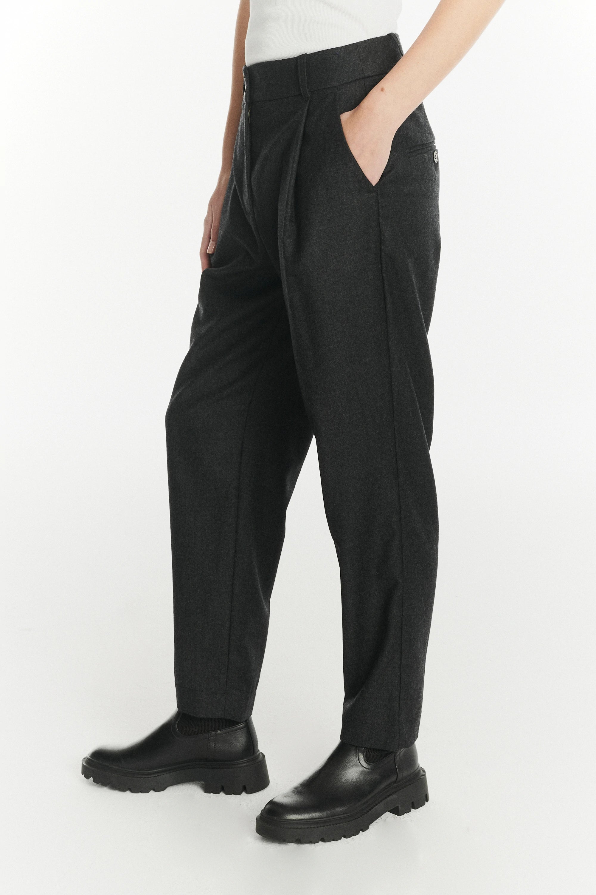 Genuine Trousers in the Finest Dark Grey Italian Virgin Wool from Giuseppe Botto