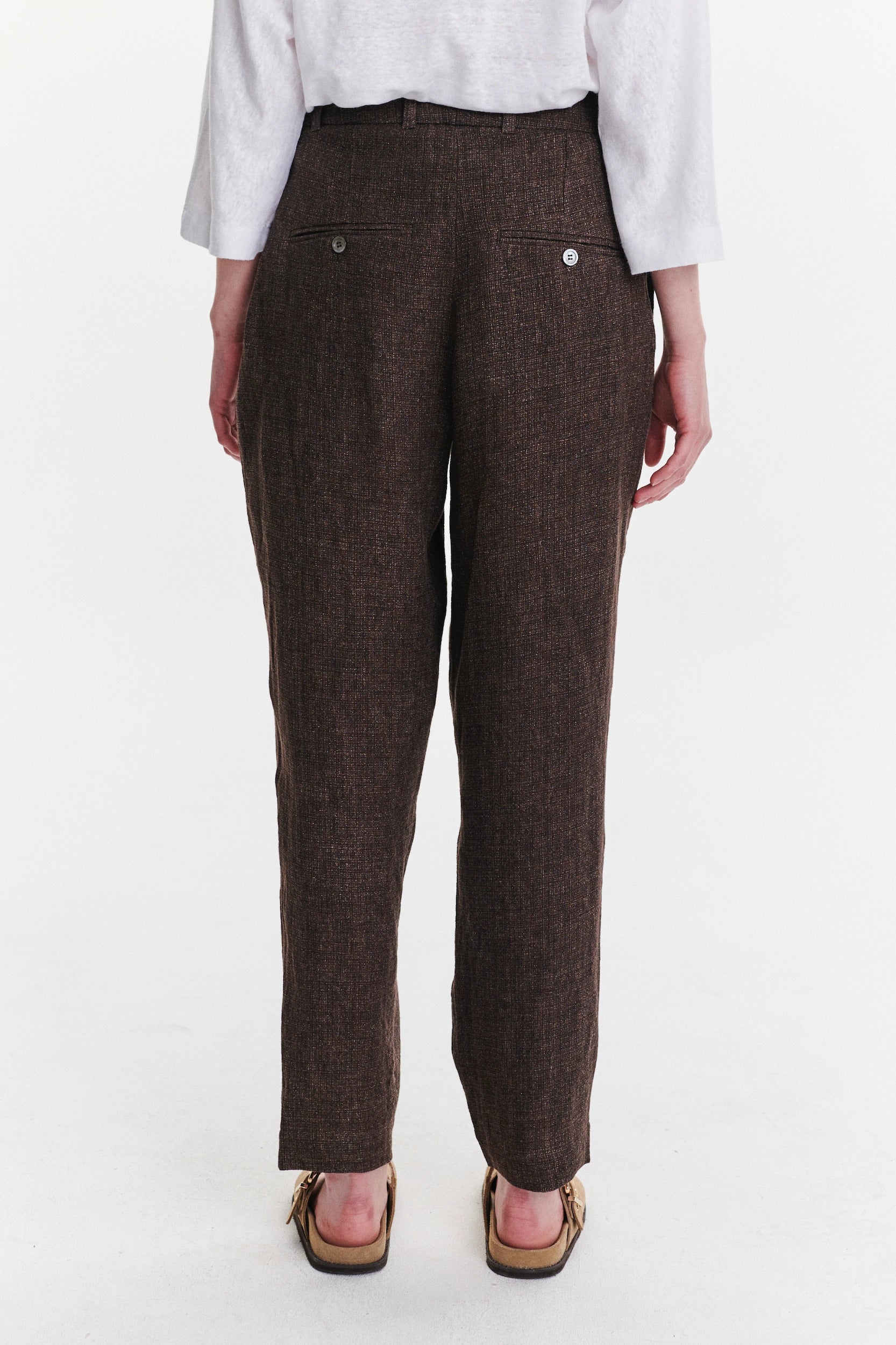 Genuine Trousers in a Brown Fluid Italian Linen Crepe