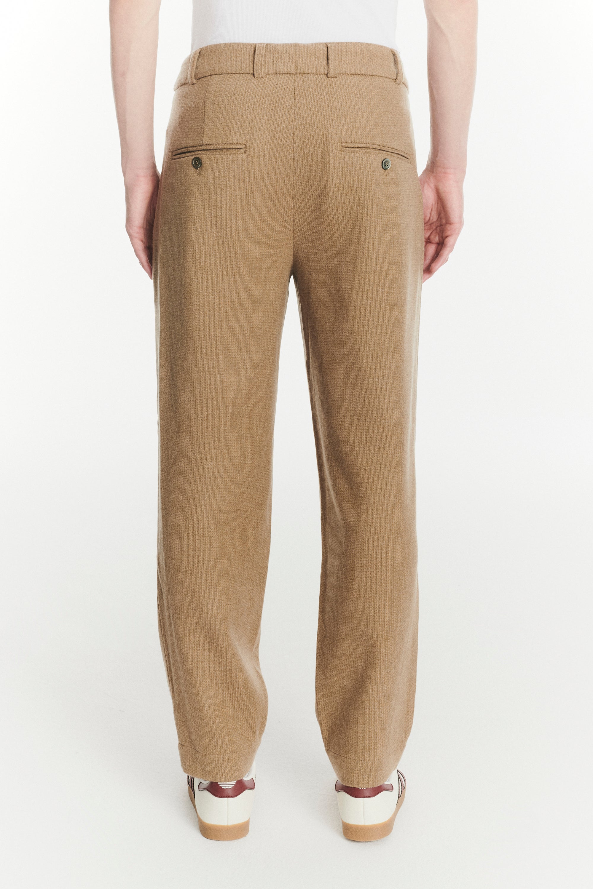 Genuine Trousers in the Finest Light Beige Italian Virgin Wool and Cashmere
