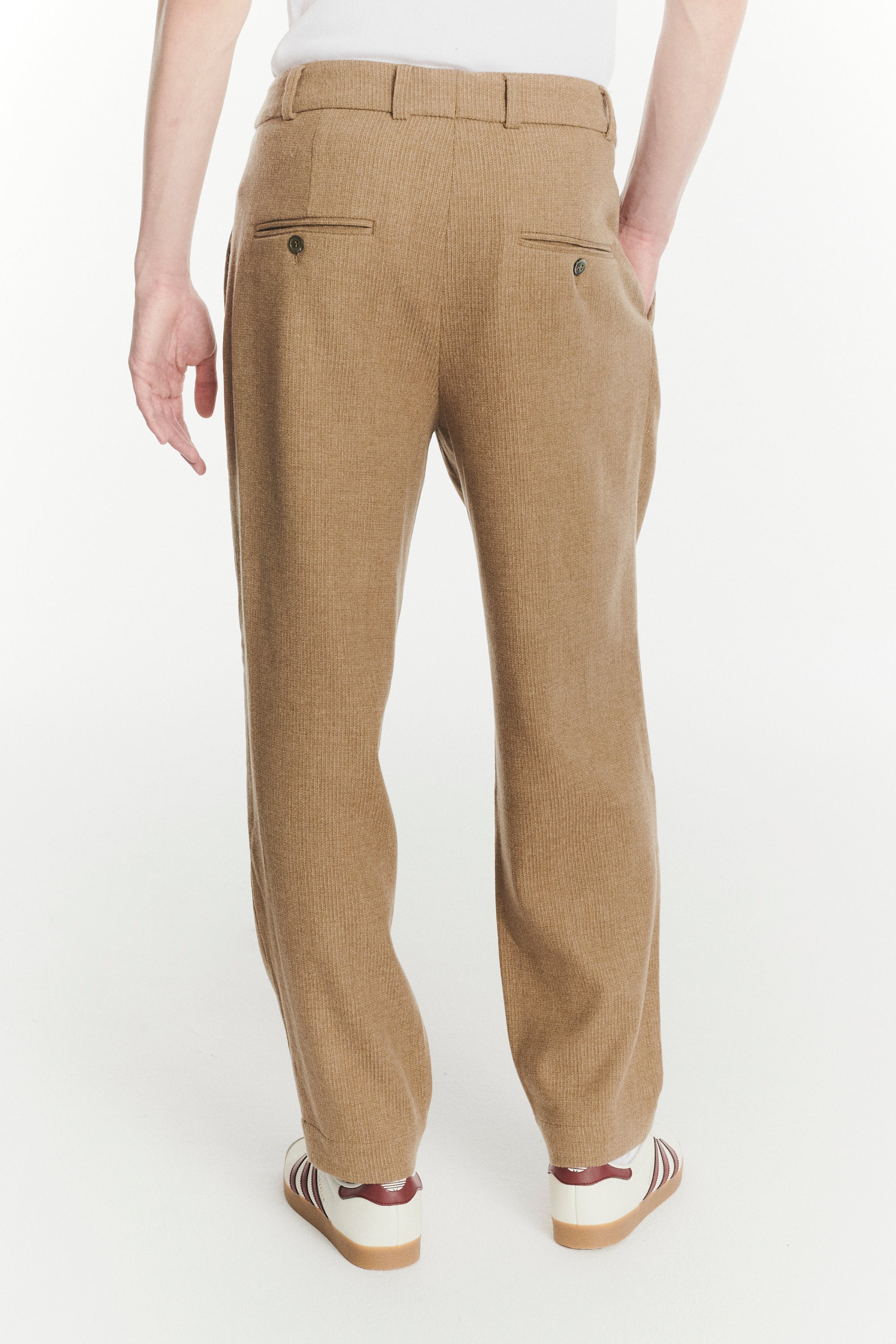 Genuine Trousers in the Finest Light Beige Italian Virgin Wool and Cashmere
