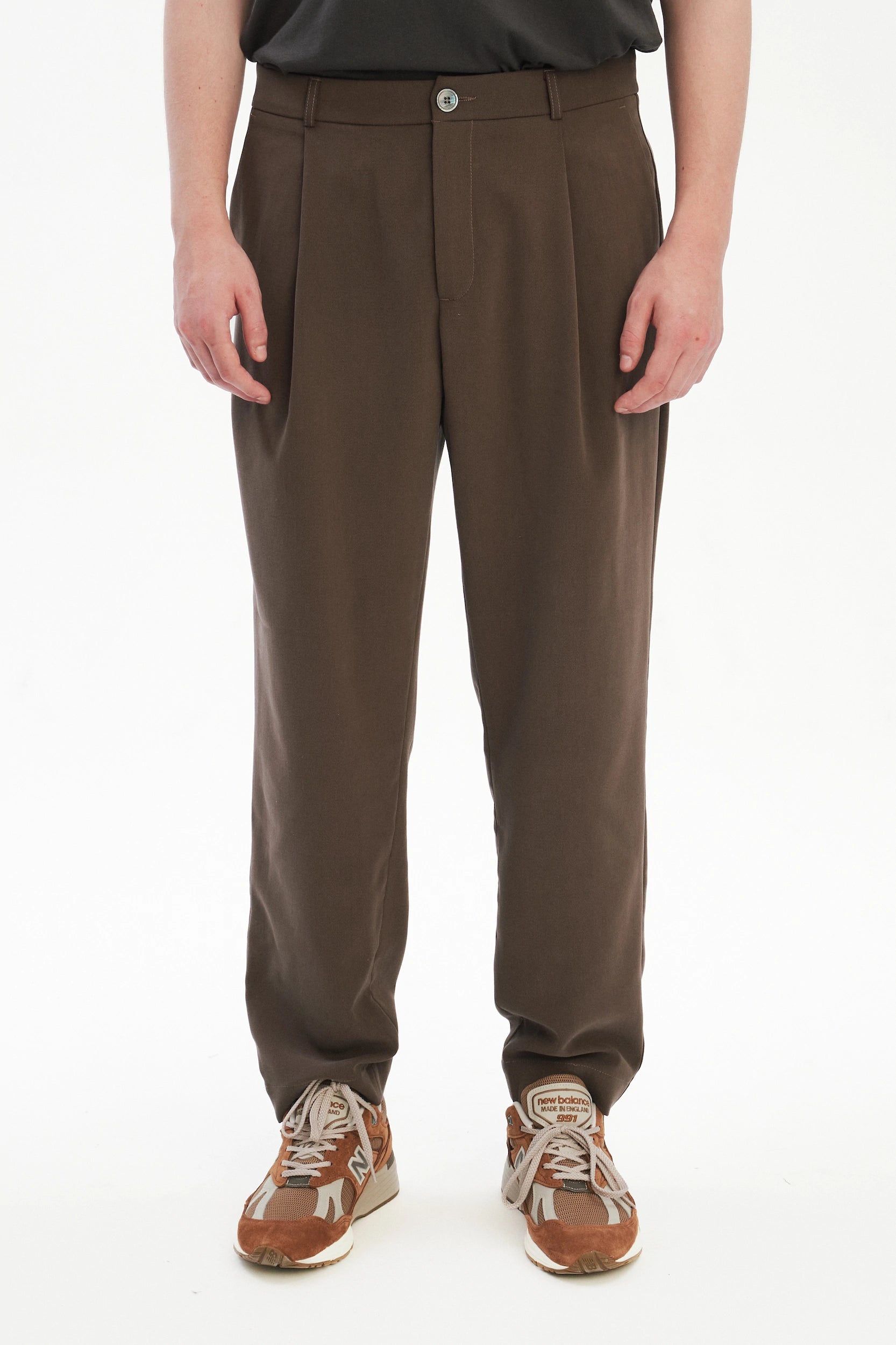 Genuine Trousers in the Finest Blend of Taupe Brown Italian Virgin Wool and Cotton
