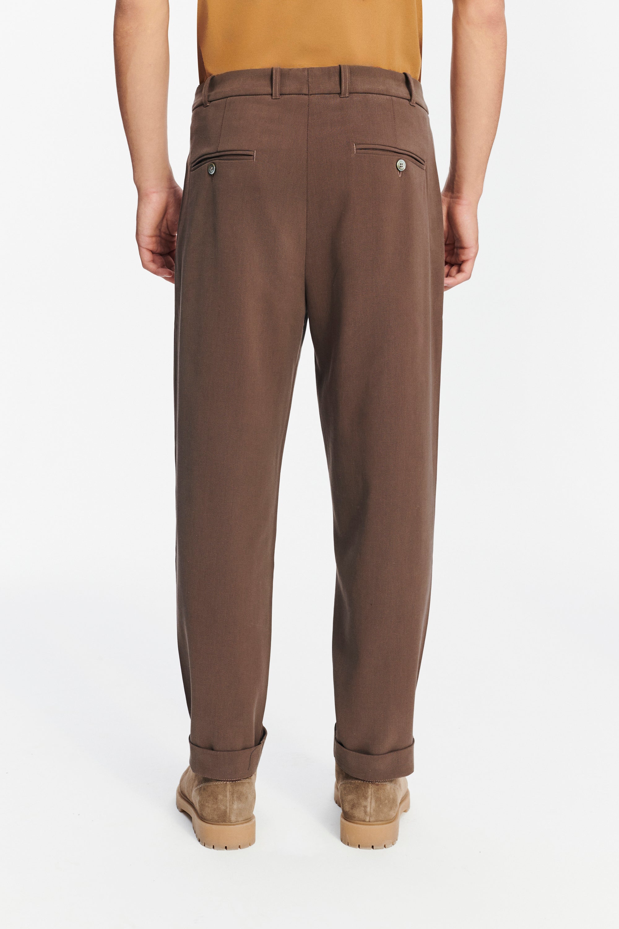 Genuine Trousers in the Finest Blend of Taupe Brown Italian Virgin Wool and Cotton
