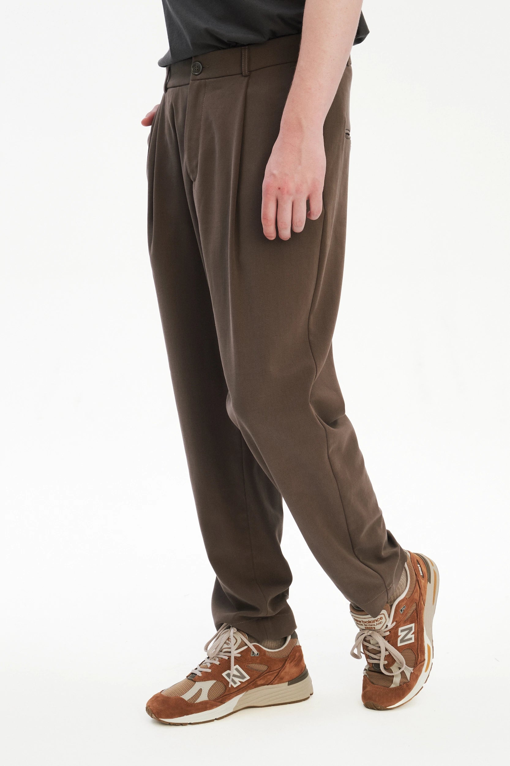 Genuine Trousers in the Finest Blend of Taupe Brown Italian Virgin Wool and Cotton