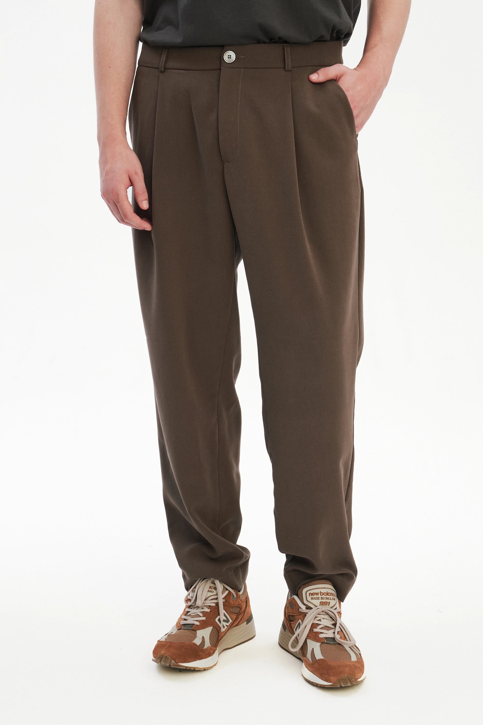 Genuine Trousers in the Finest Blend of Taupe Brown Italian Virgin Wool and Cotton