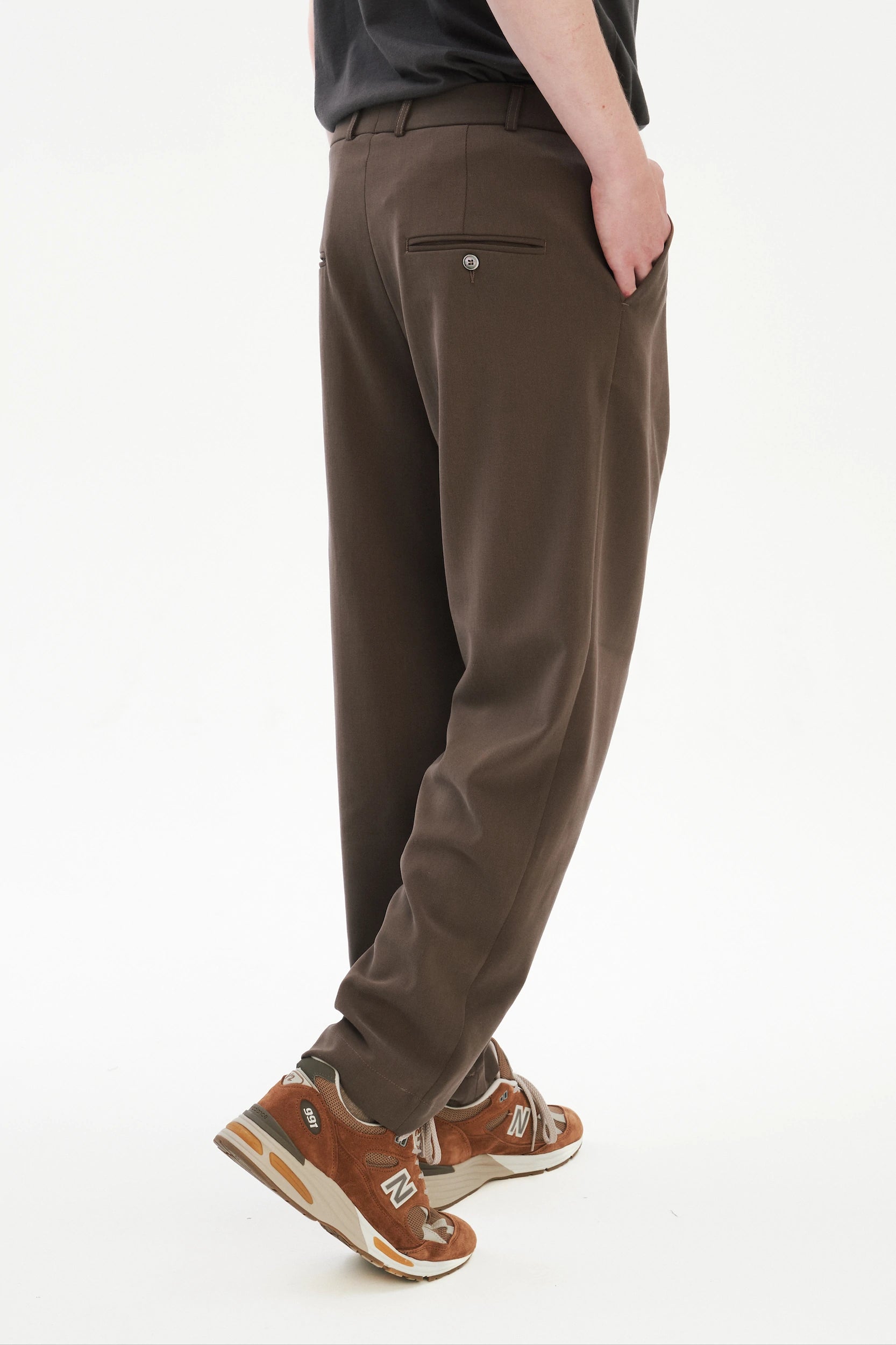 Genuine Trousers in the Finest Blend of Taupe Brown Italian Virgin Wool and Cotton