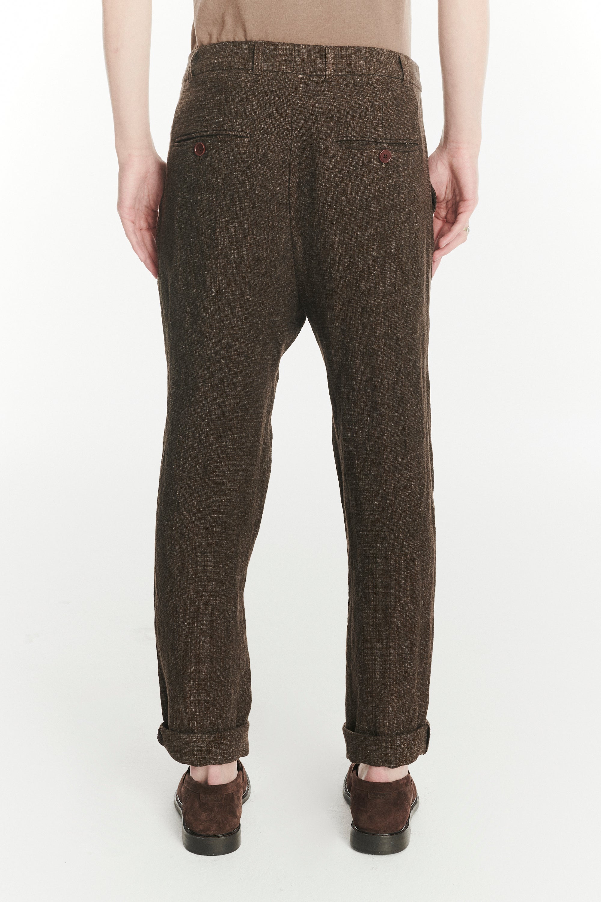Genuine Trousers in a Brown Italian Linen Crepe
