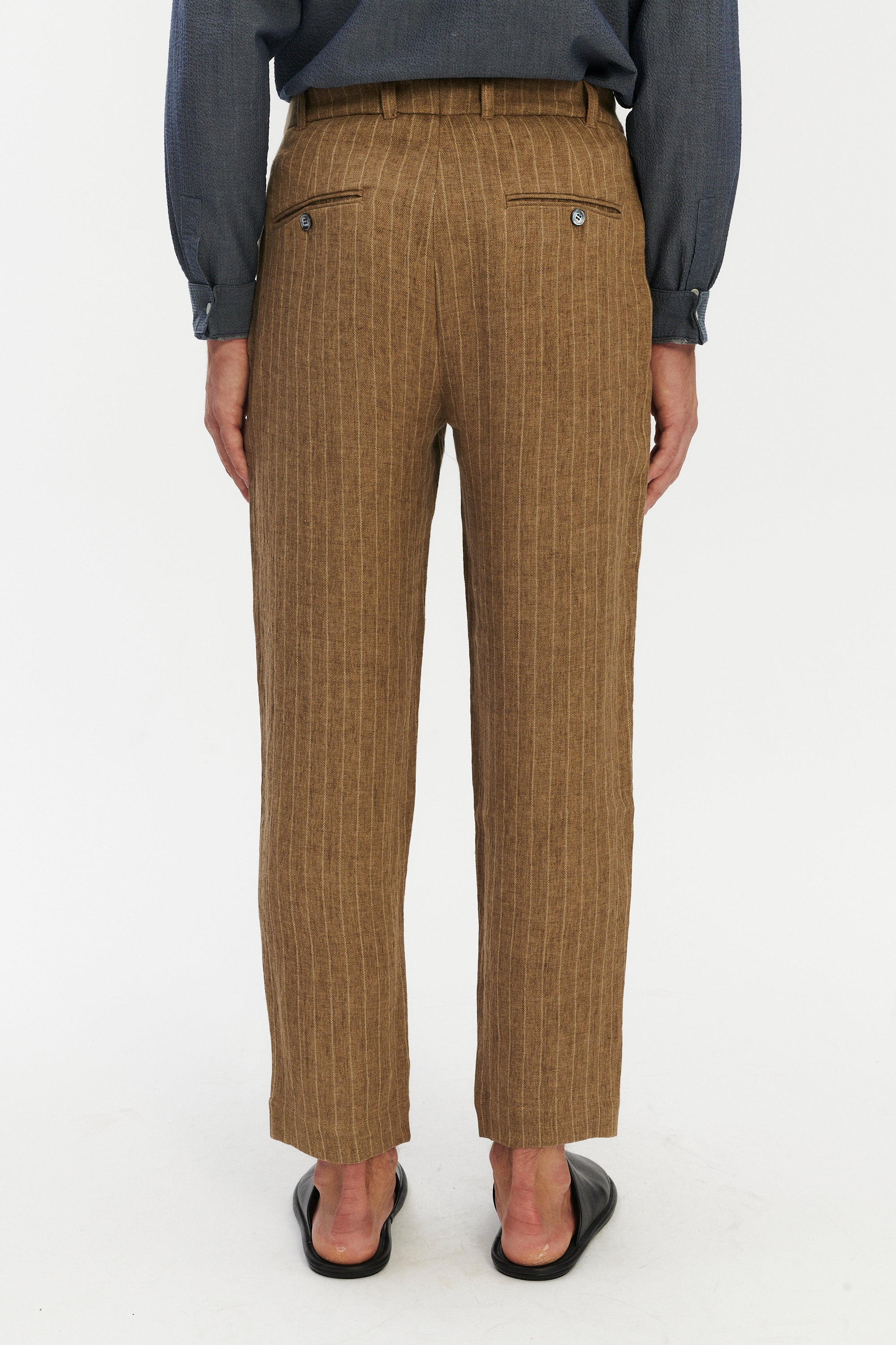 Genuine Trousers in a Camel Fluid Italian Linen and Viscose